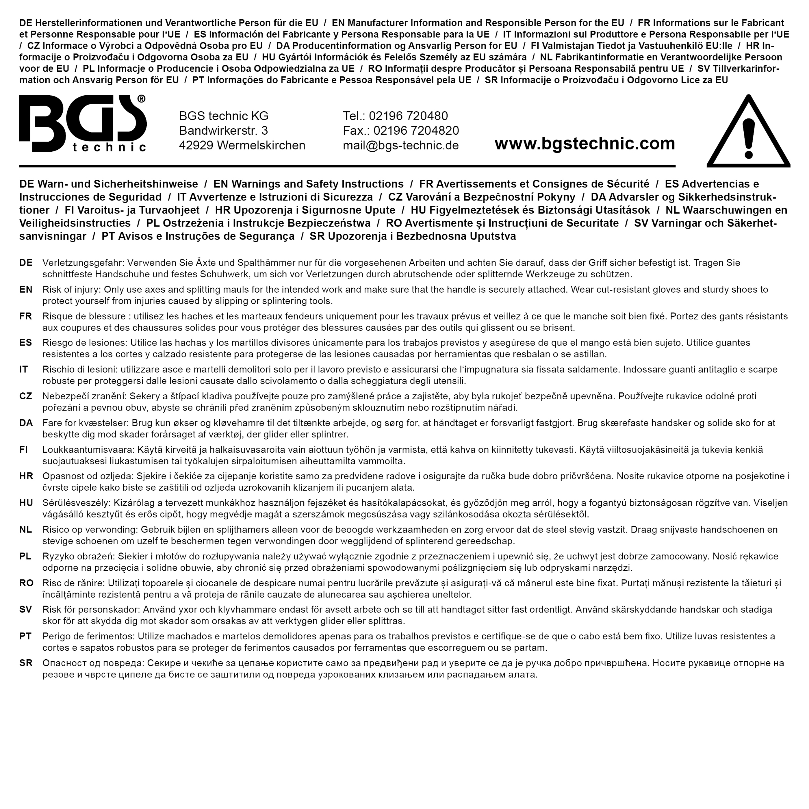 BGS Spaltaxt | Fiberglasstiel | 3000 g