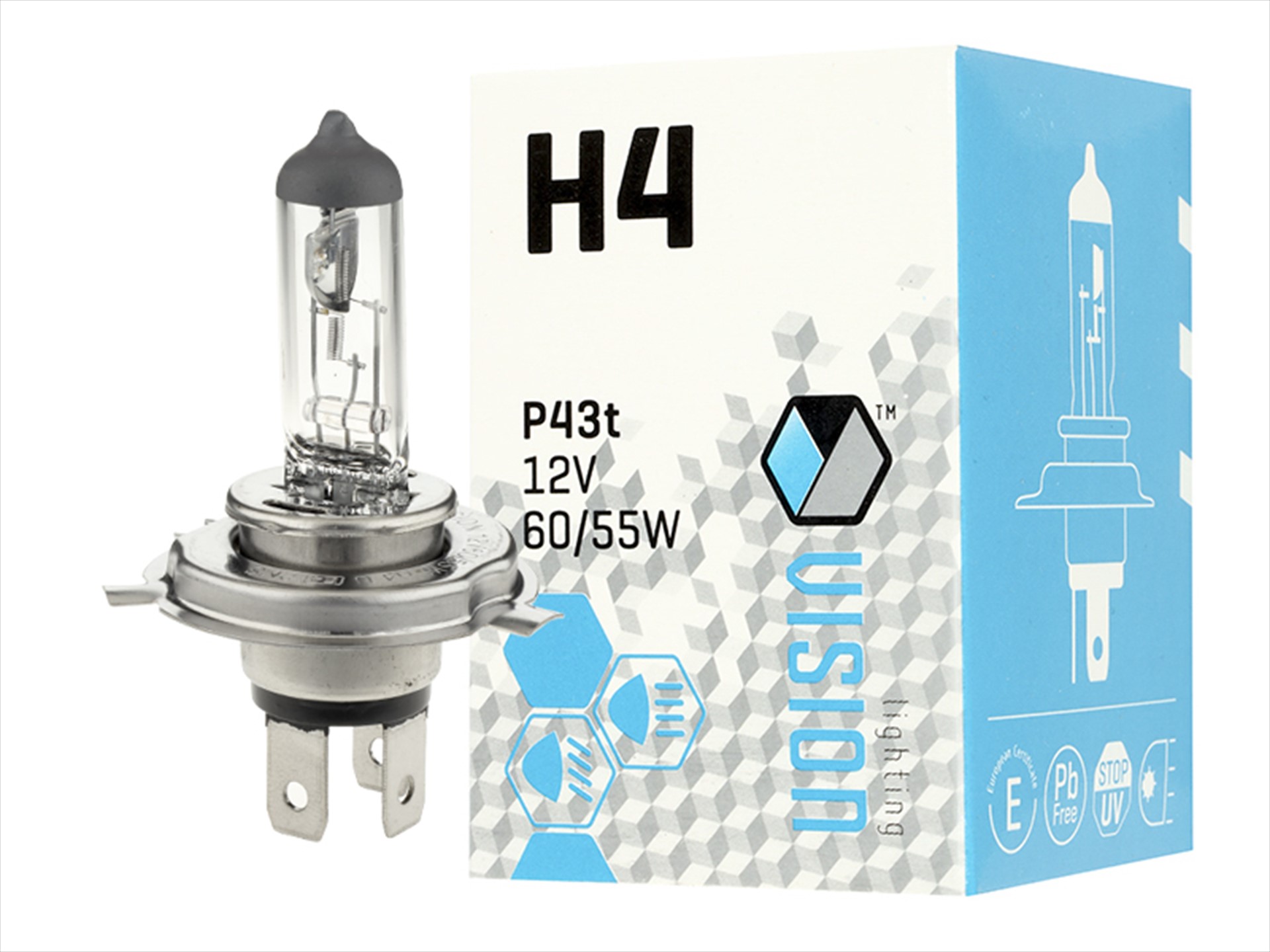 Vision H4 Halogen Autolampe 12V 60/55W P43T U E4