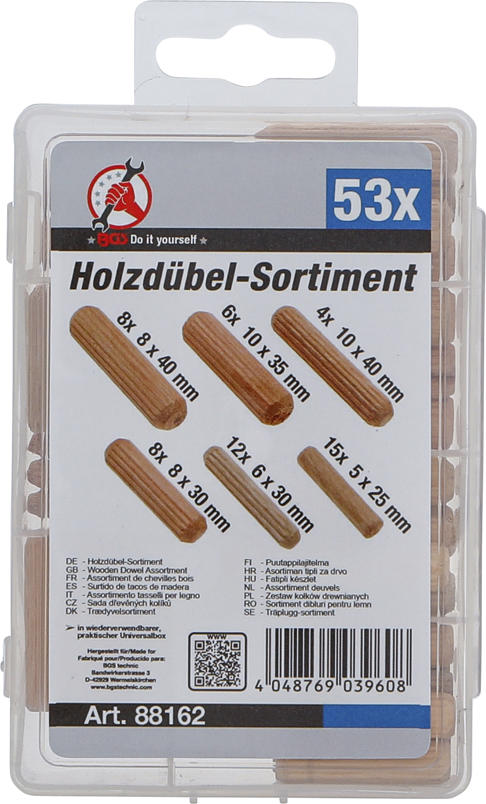 BGS Holzdübel-Sortiment | Ø 5 - 10 mm | 53-tlg.
