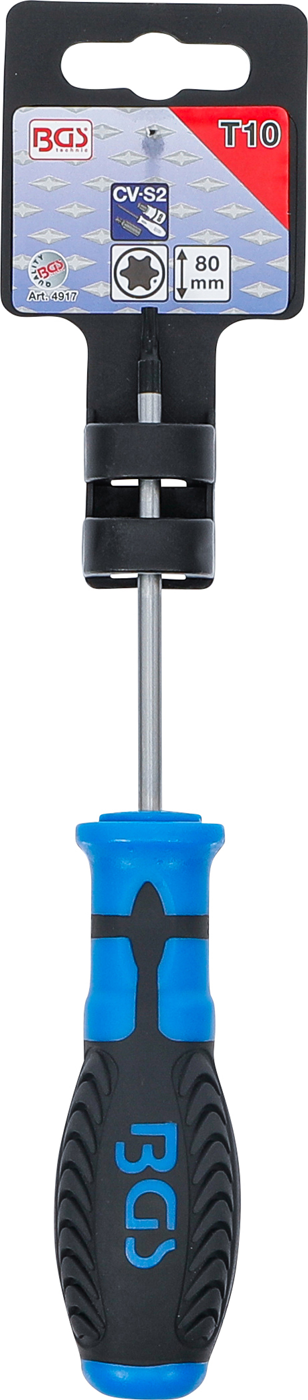 BGS Schraubendreher | T-Profil (für Torx) T10 | Klingenlänge 80 mm