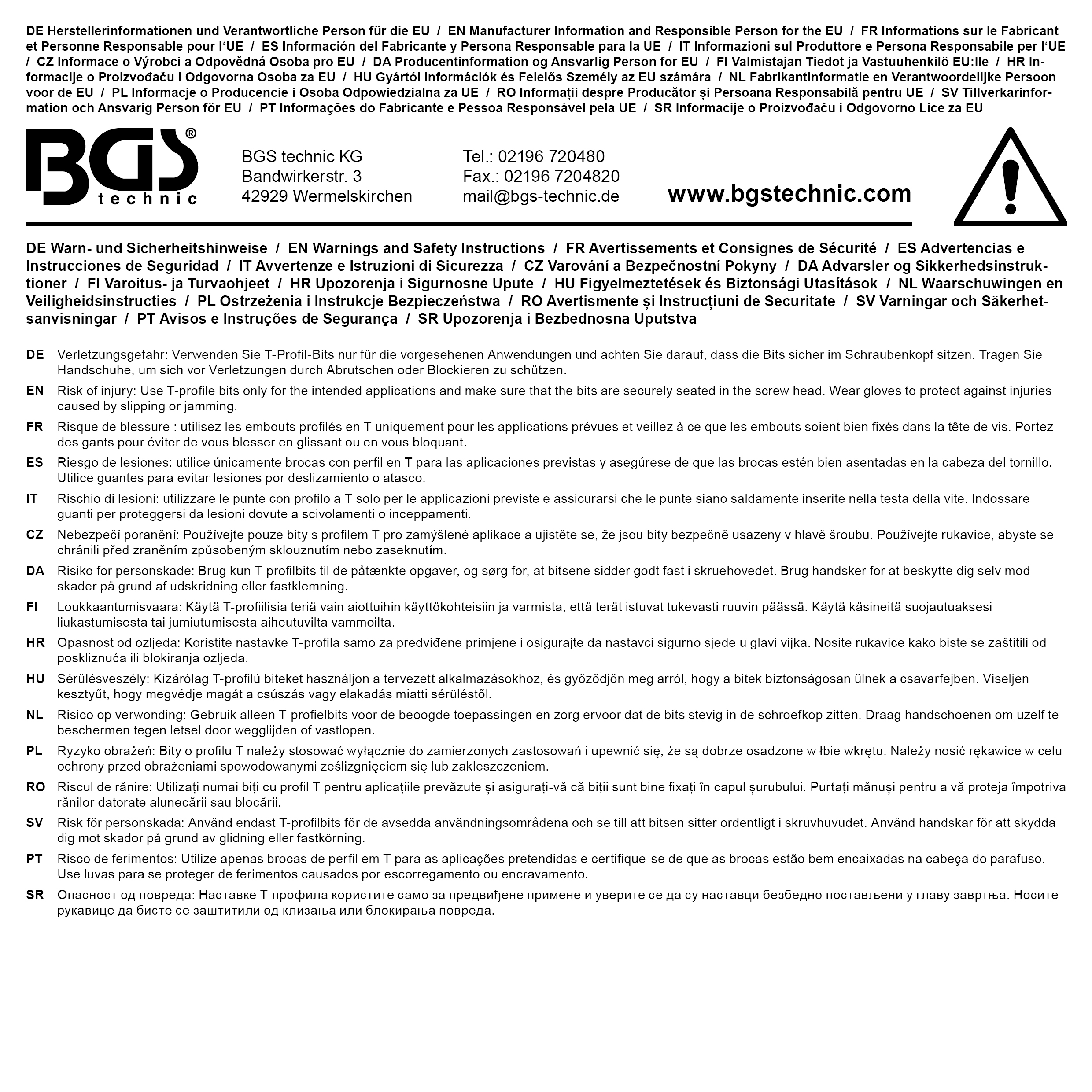BGS Bit-Einsatz | Antrieb Innenvierkant 20 mm (3/4") | T-Profil (für Torx) T100