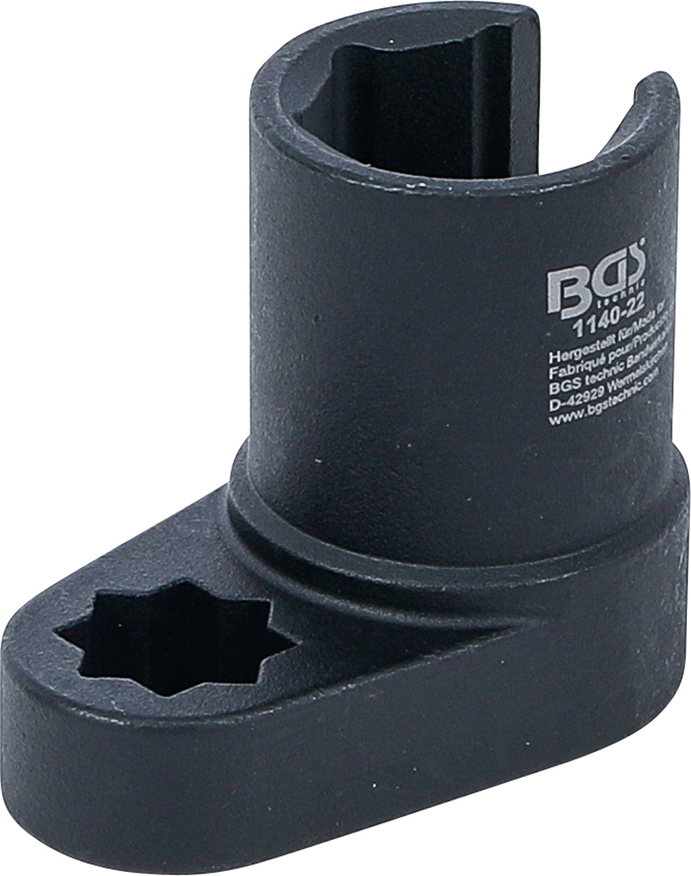 BGS Lambdasonden-Einsatz | abgewinkelt | Antrieb Innenachtkant 12,5 mm (1/2") | SW 22 mm | Schlitz 11 mm