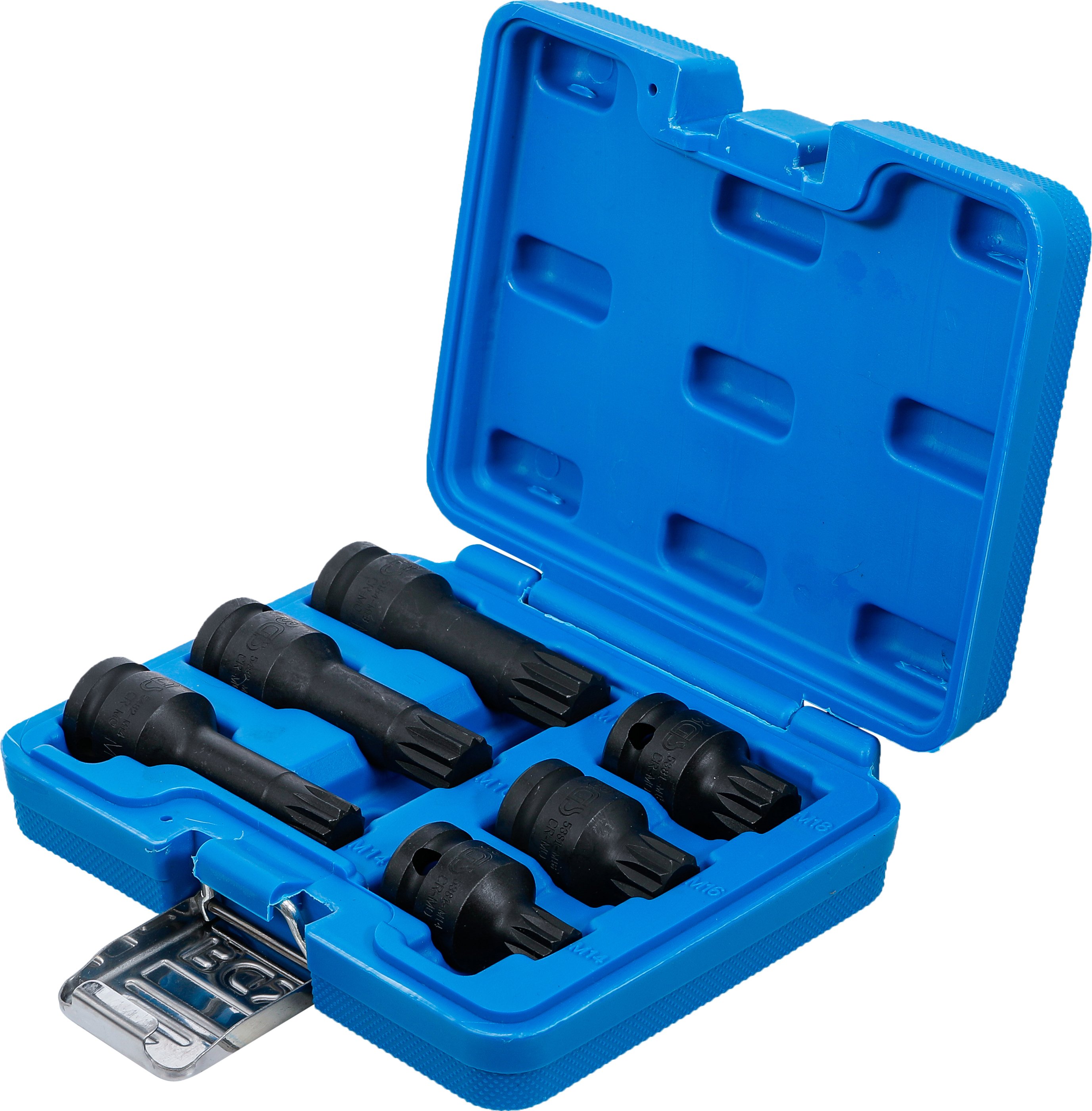 BGS Kraft-Bit-Einsatz-Satz | Antrieb Innenvierkant 12,5 mm (1/2") | Innenvielzahn (für XZN) M14 - M18 | 6-tlg.