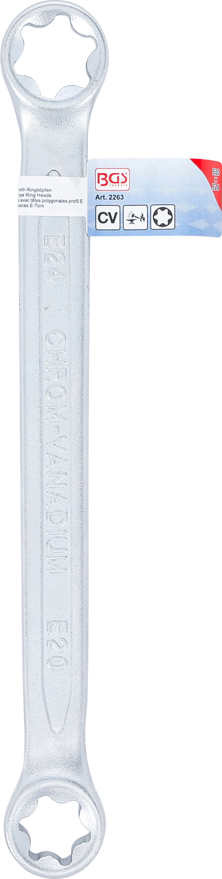 BGS Doppel-Ringschlüssel mit E-Profil-Ringköpfen | SW E20 x E24