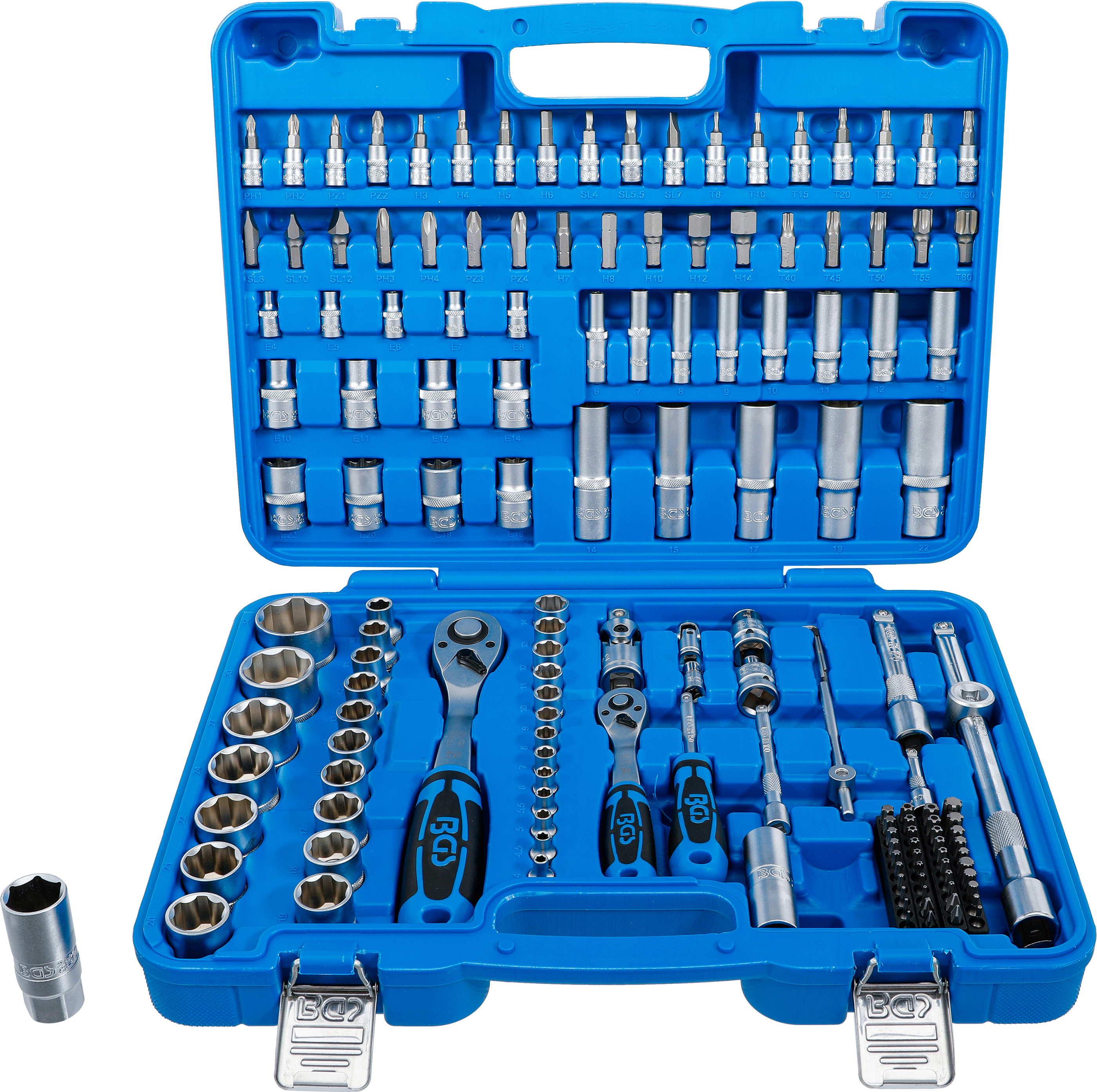 BGS Steckschlüssel-Satz Wellenprofil | Antrieb 6,3 mm (1/4") / 12,5 mm (1/2") | 150-tlg.