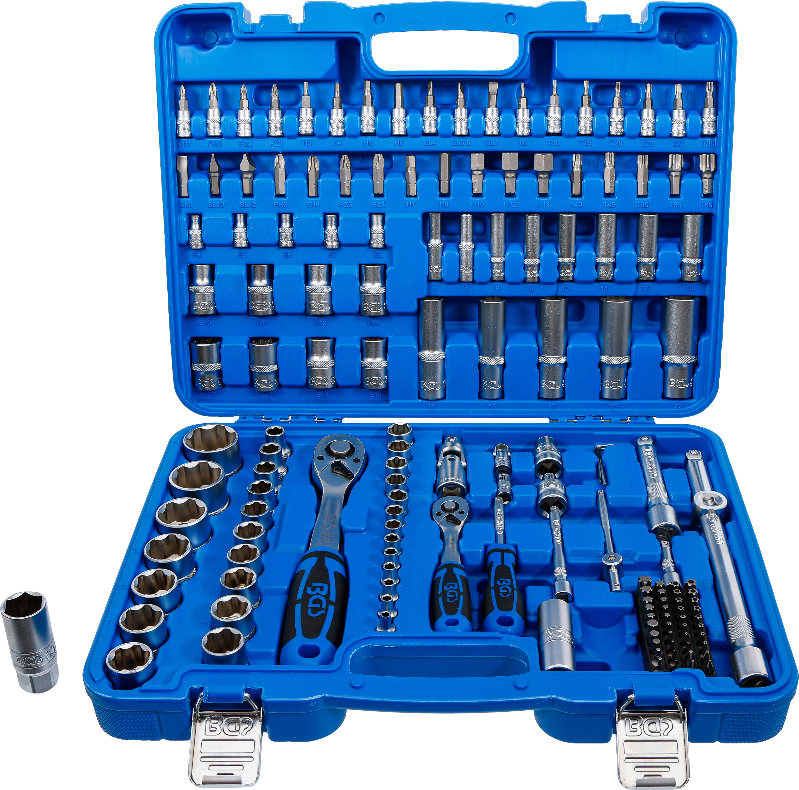 BGS Steckschlüssel-Satz Wellenprofil | Antrieb 6,3 mm (1/4") / 12,5 mm (1/2") | 150-tlg.