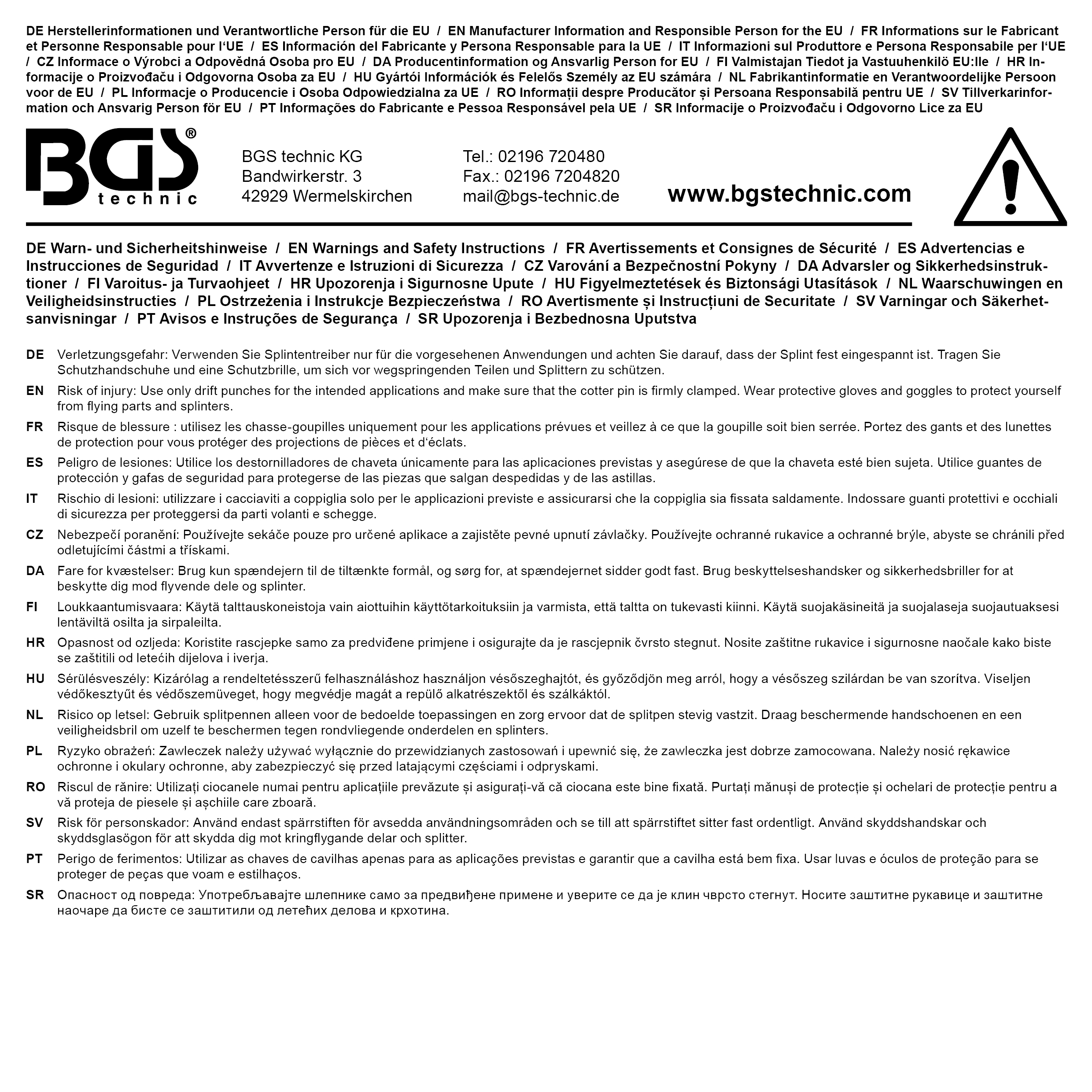 BGS Splintentreiber-Satz | 150 mm | 3 - 8 mm | 6-tlg.