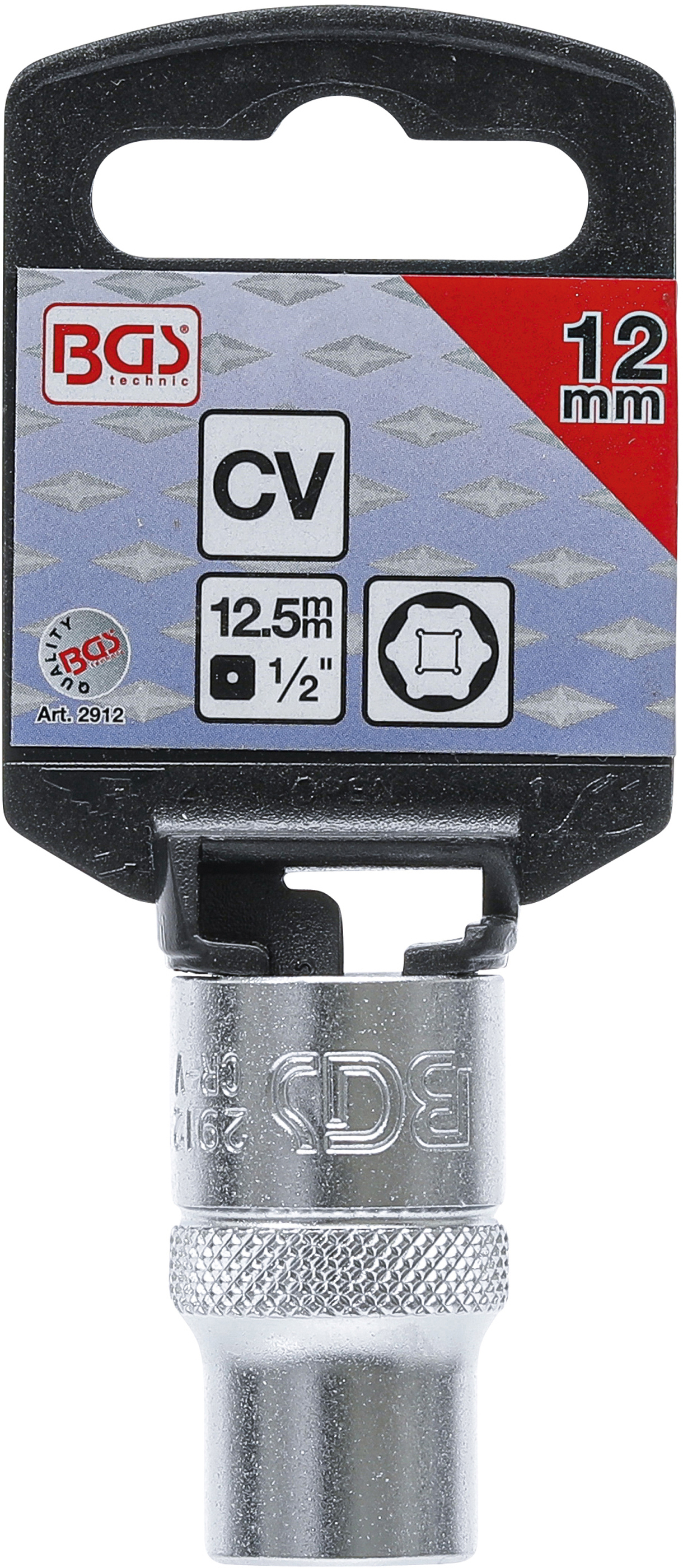 BGS Steckschlüssel-Einsatz Sechskant | Antrieb Innenvierkant 12,5 mm (1/2") | SW 12 mm