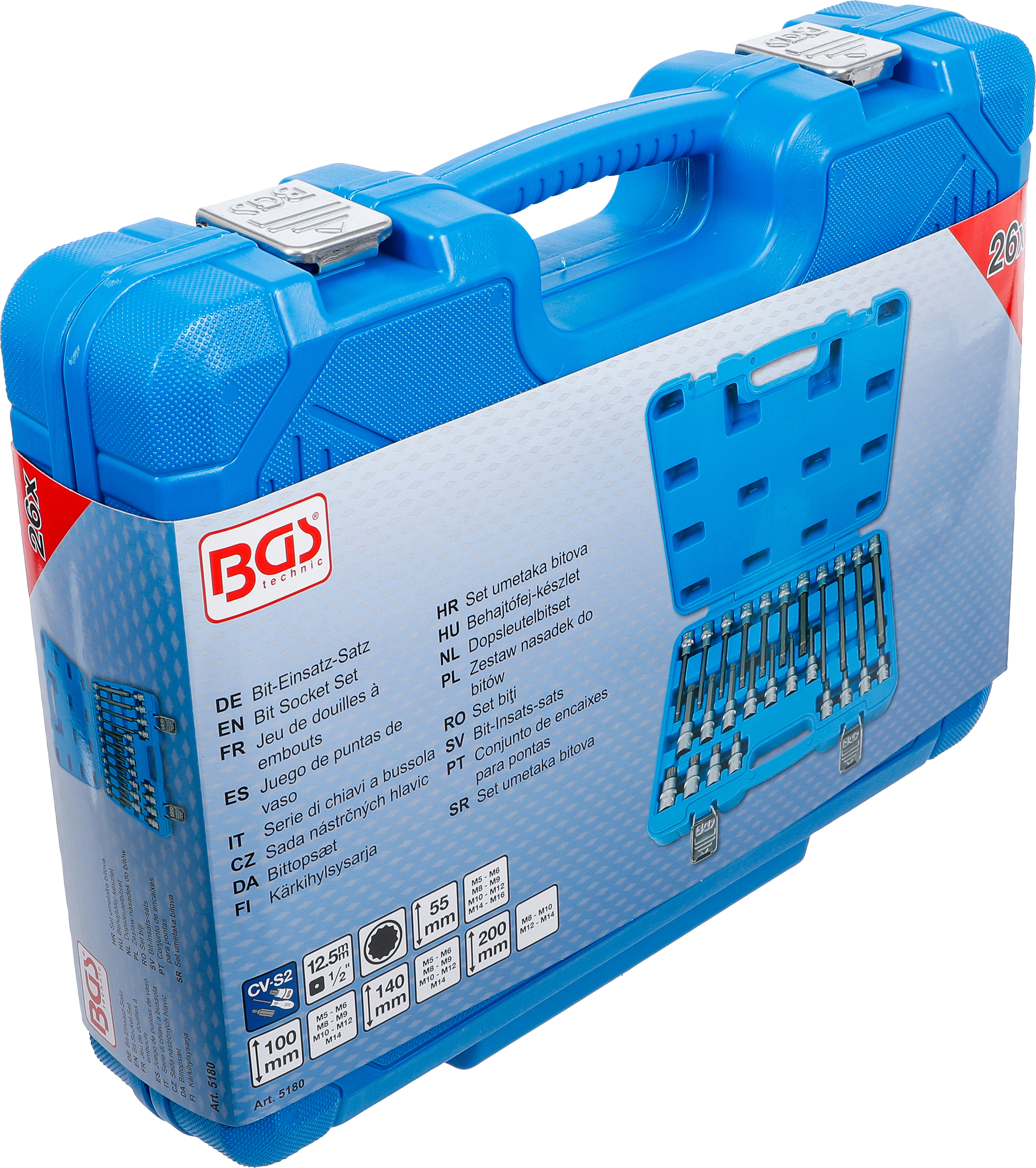 BGS Bit-Einsatz-Satz | Antrieb Innenvierkant 12,5 mm (1/2") | Innenvielzahn (für XZN) | 26-tlg.