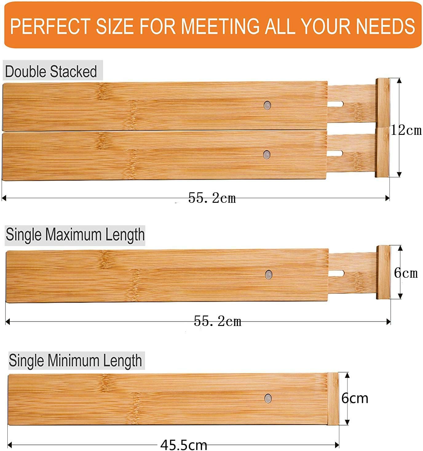 Wa-Very Bambus Küche Schublade Teiler Schubladen-Organisatoren Erweiterbare Schubladen-Teiler Holz Schreibtisch Schublade Organisatoren, Fach Organize