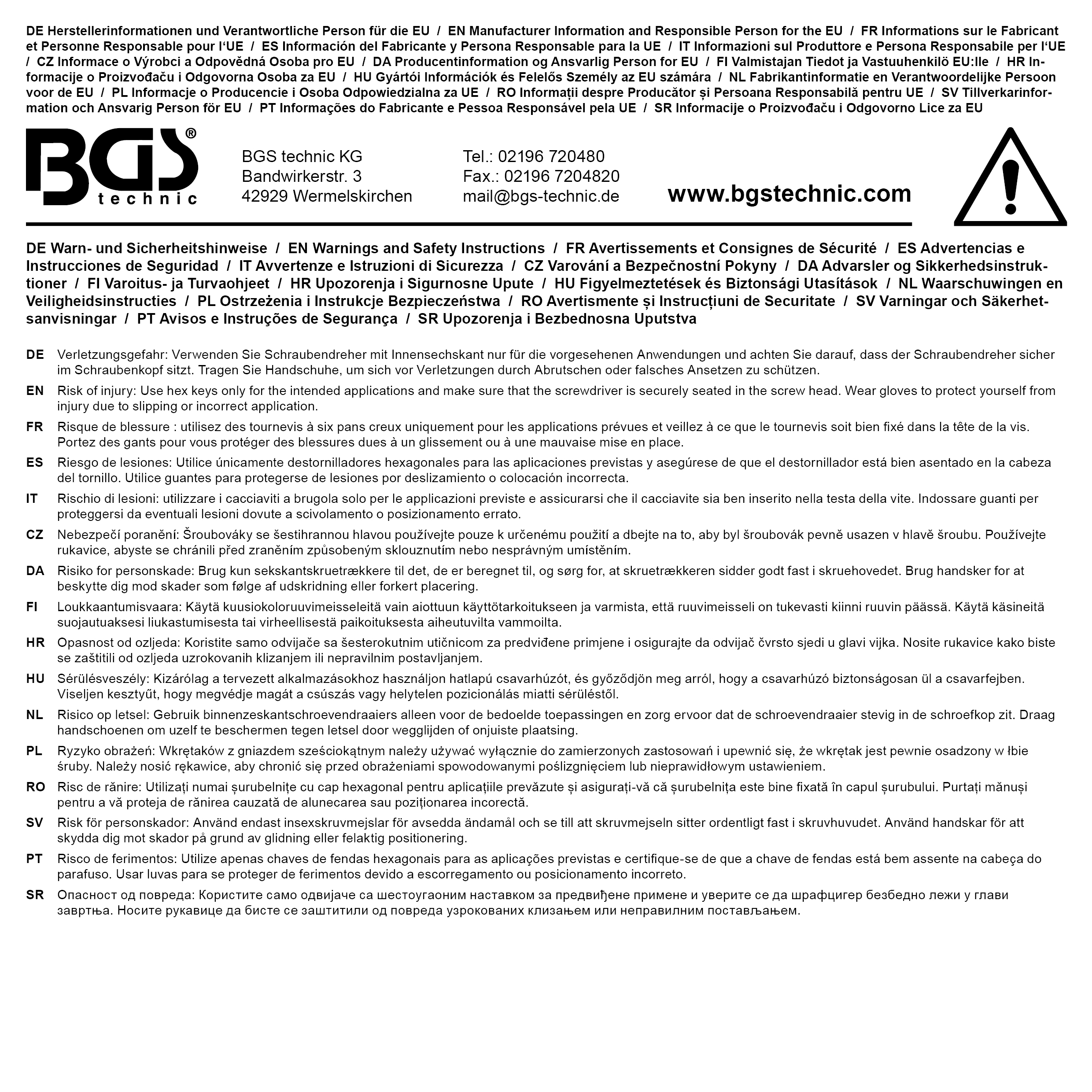 BGS Schraubendreher | Innensechskant 8 mm | Klingenlänge 200 mm