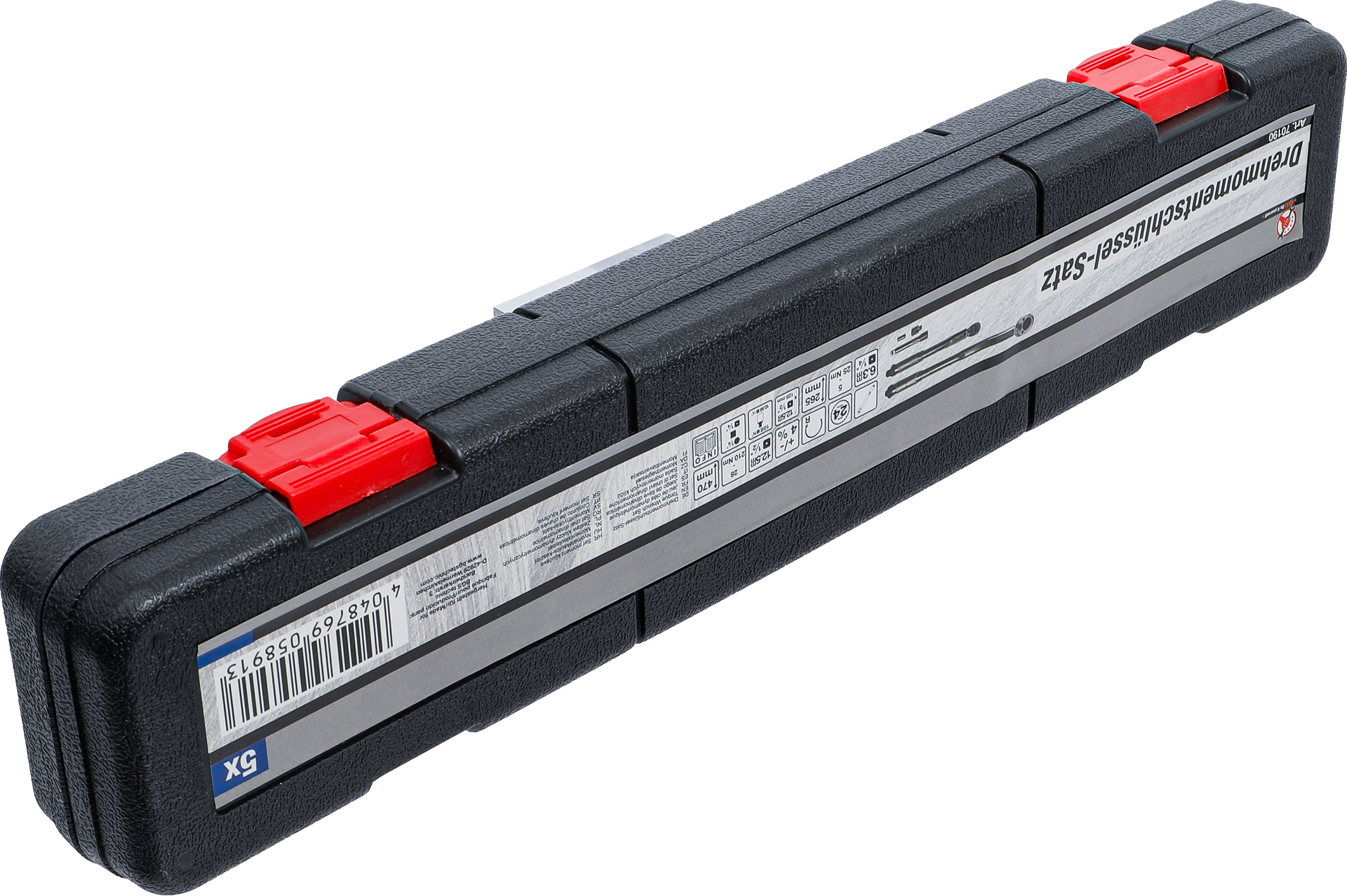 BGS Drehmomentschlüssel-Satz | Abtrieb Außenvierkant 6,3 mm (1/4") 5 - 25 Nm, 12,5 mm (1/2") 28 - 210 Nm | 5-tlg.