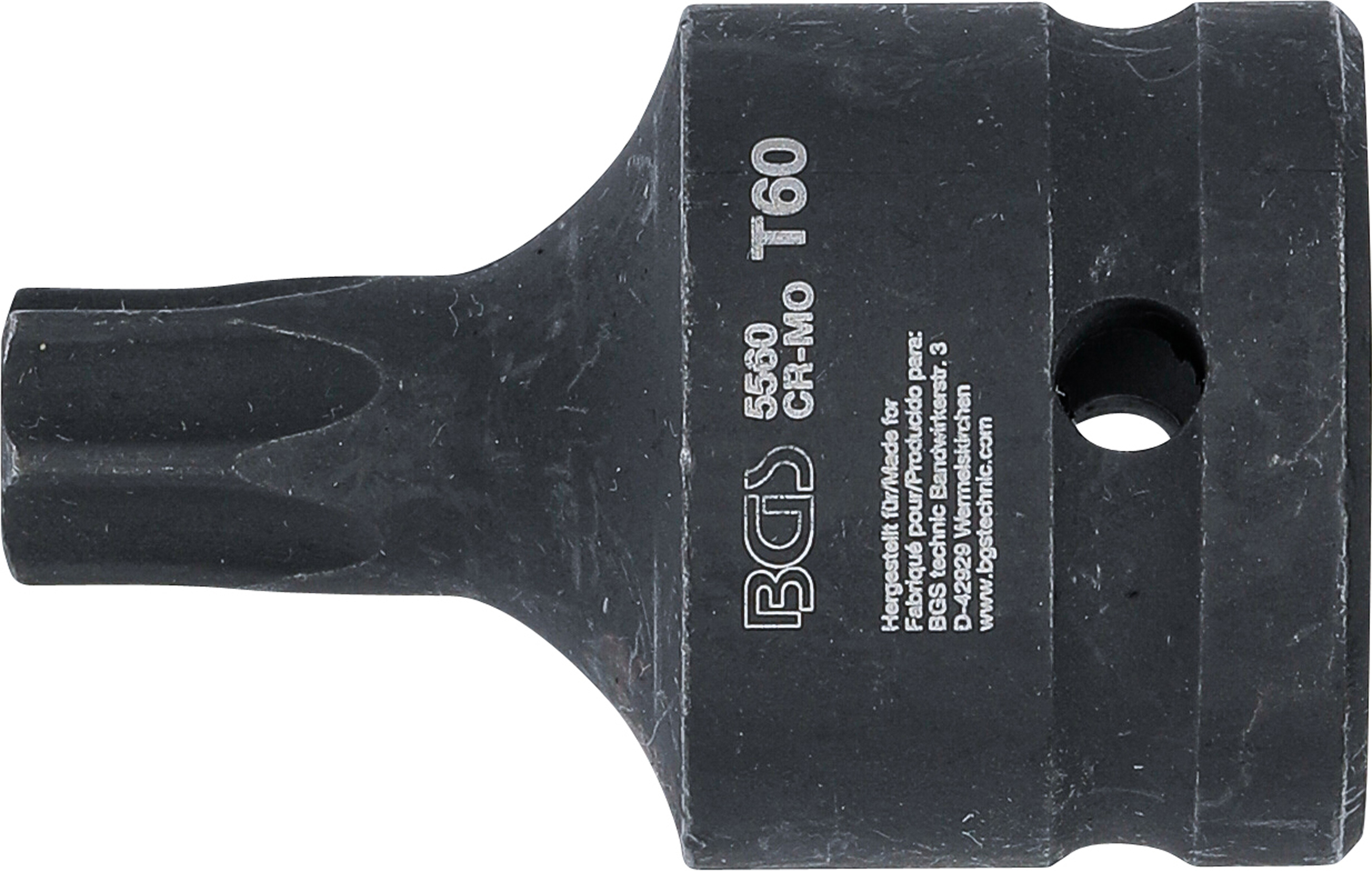 BGS Kraft-Bit-Einsatz | Länge 60 mm | Antrieb Innenvierkant 20 mm (3/4") | T-Profil (für Torx) T60
