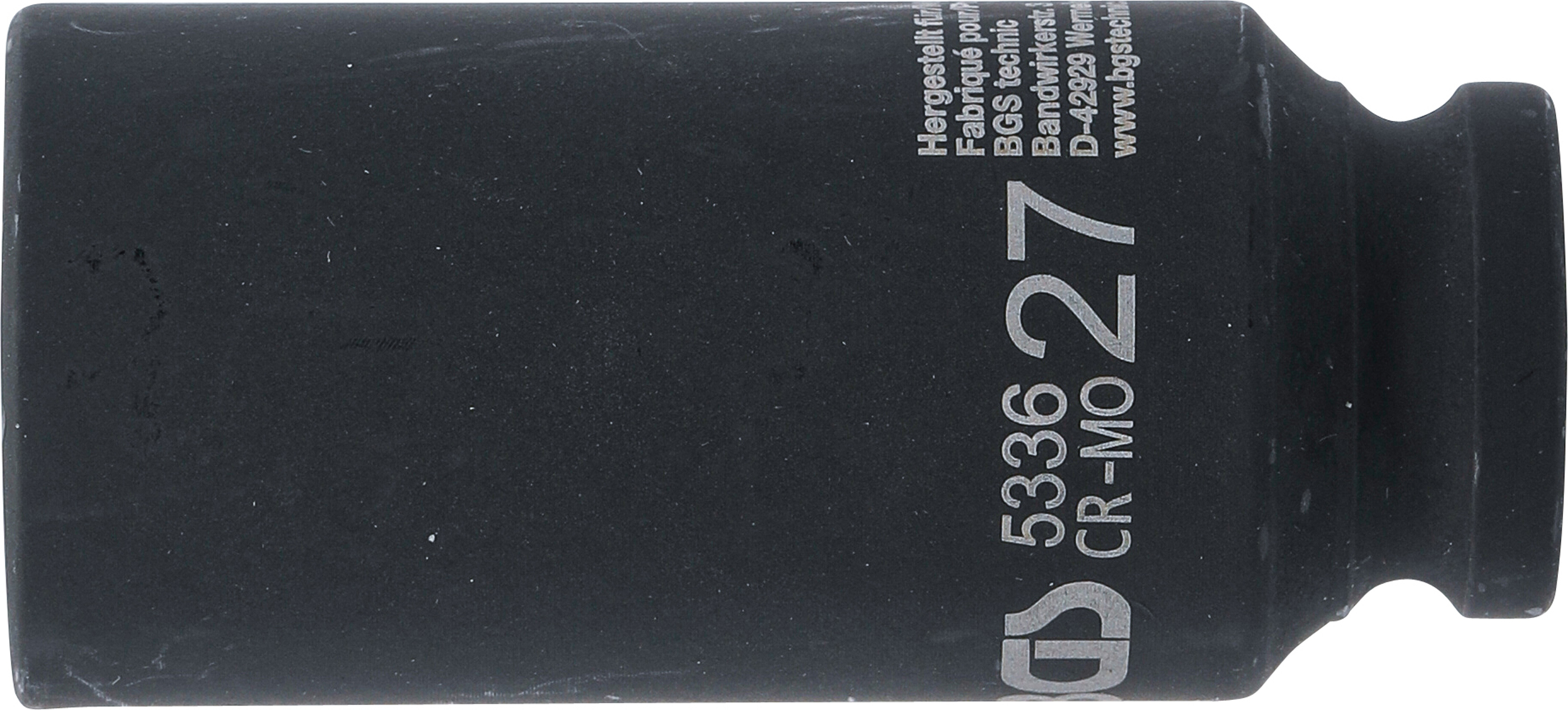 BGS Kraft-Steckschlüssel-Einsatz Zwölfkant, tief | Antrieb Innenvierkant 12,5 mm (1/2") | SW 27 mm