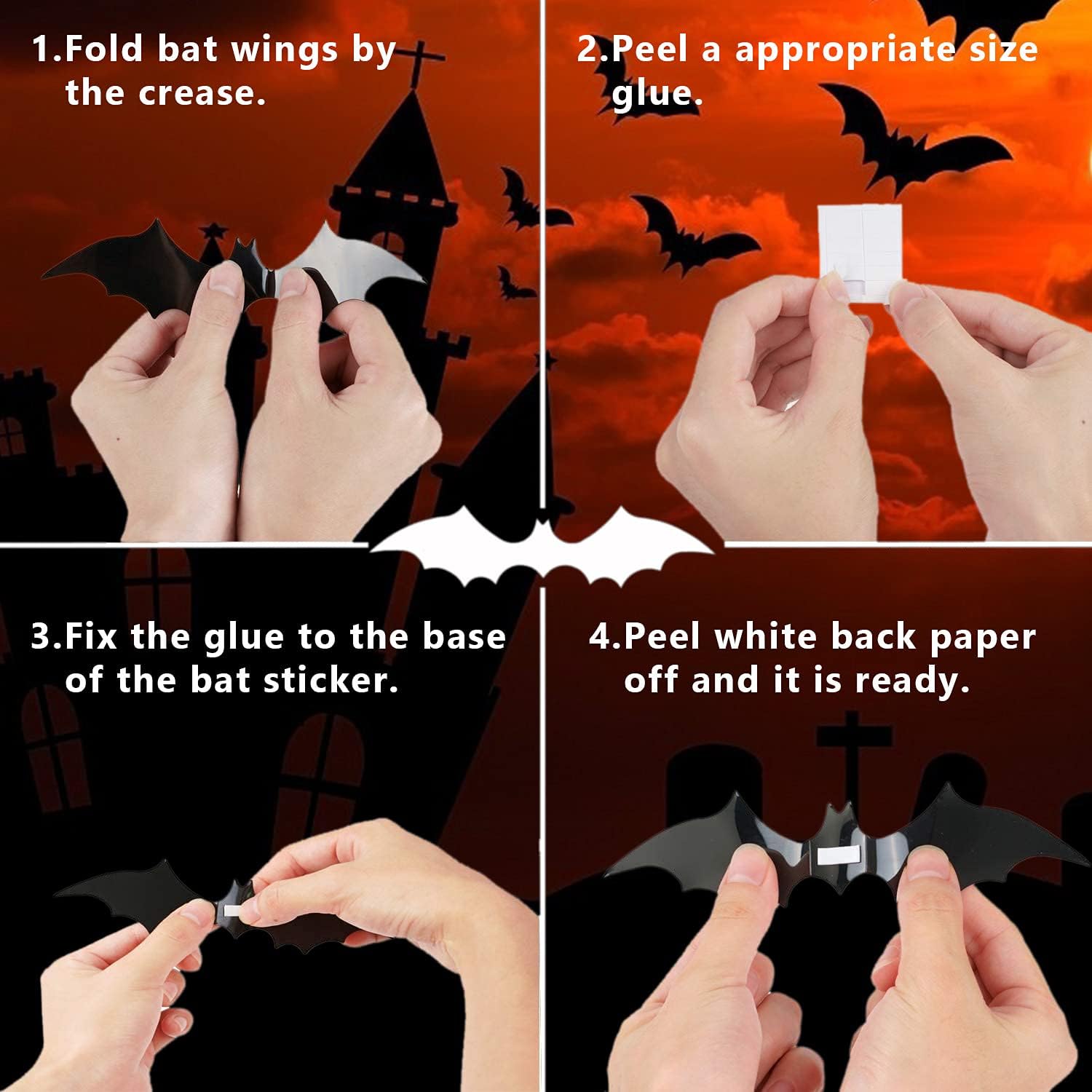 Halloween 3D Deko Fledermäuse und Spinnen Set