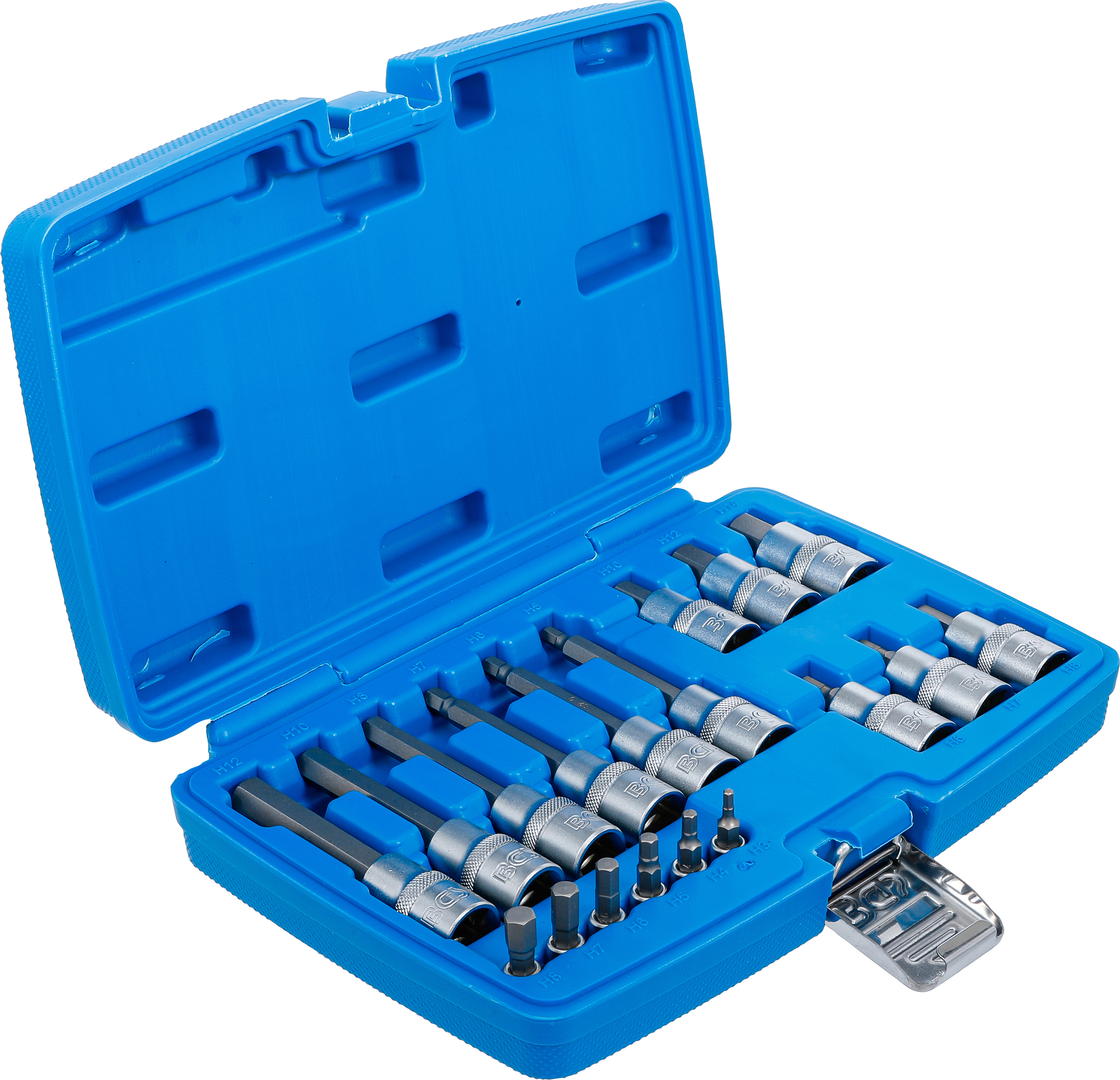 BGS Bit-Einsatz-Satz | Antrieb Innenvierkant 6,3 mm (1/4") / 12,5 mm (1/2") | Innensechskant | 18-tlg.