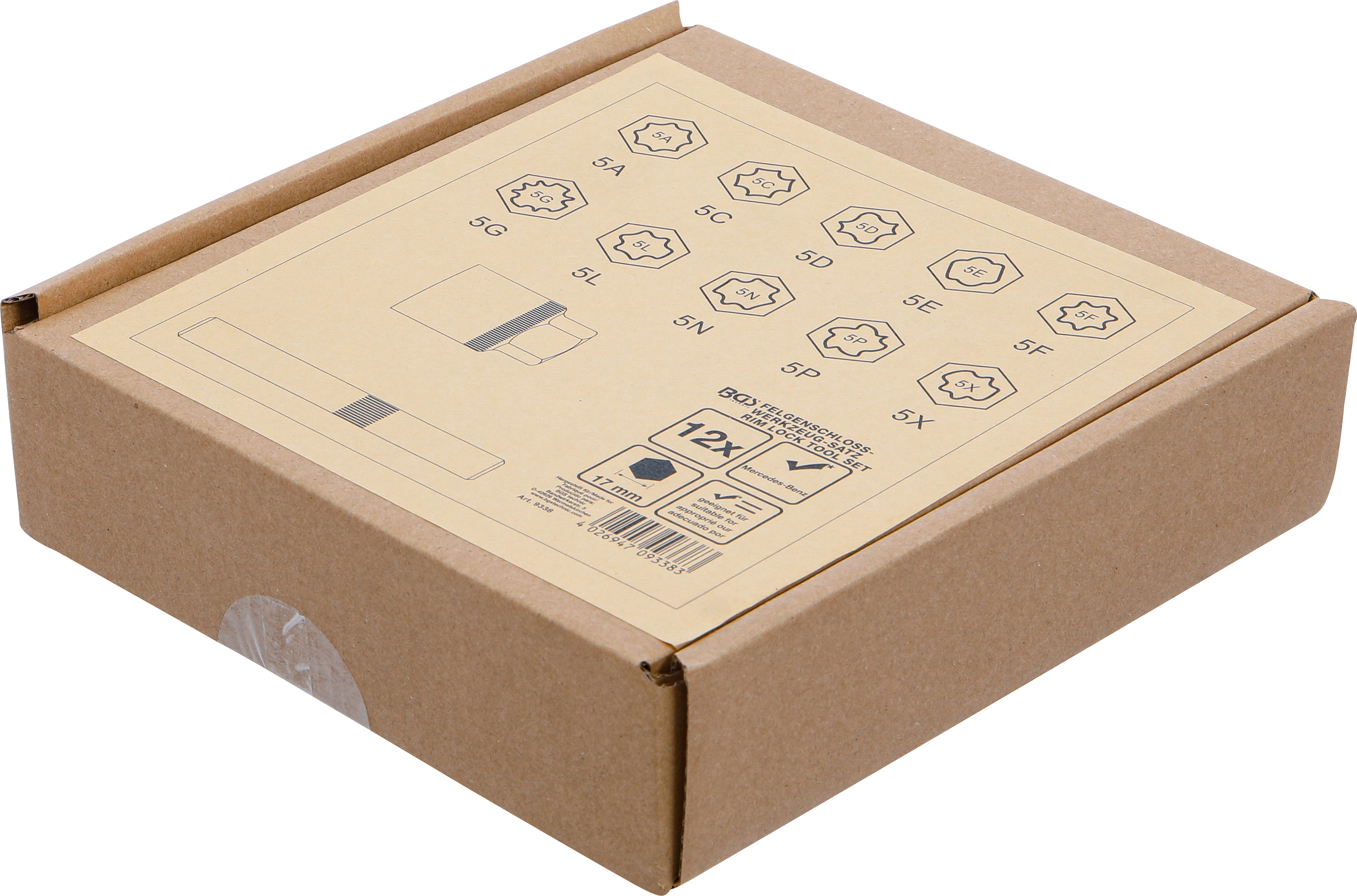 BGS Werkstattwageneinlage 1/6: Felgenschloss-Werkzeug-Satz für Mercedes-Benz | 12-tlg.