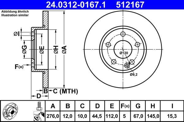Bremsscheibe “ATE 276 mm, 12 mm, 10 mm”