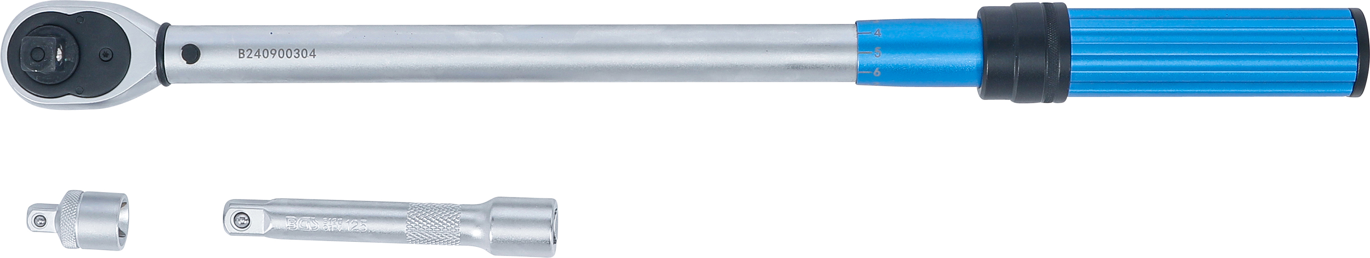 BGS Drehmomentschlüssel-Satz | mit Adapter + Verlängerung | Abtrieb Außenvierkant 12,5 mm (1/2") | 40 - 220 Nm | 3-tlg.
