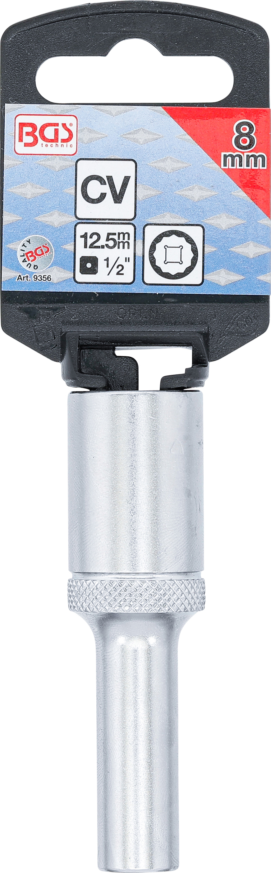 BGS Steckschlüssel-Einsatz Zwölfkant, tief | Antrieb Innenvierkant 12,5 mm (1/2") | SW 8 mm