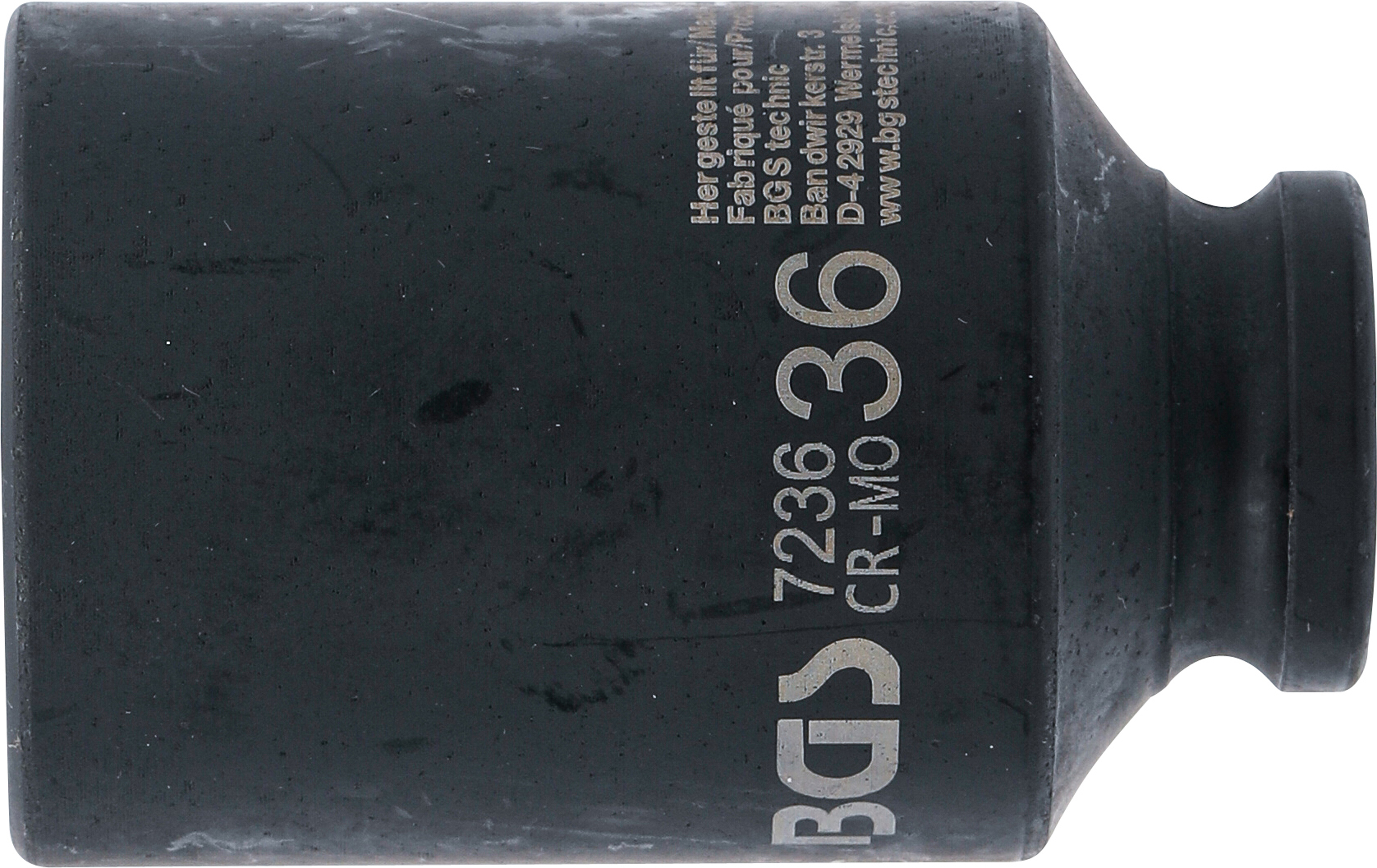 BGS Kraft-Steckschlüssel-Einsatz Sechskant, tief | Antrieb Innenvierkant 12,5 mm (1/2") | SW 36 mm