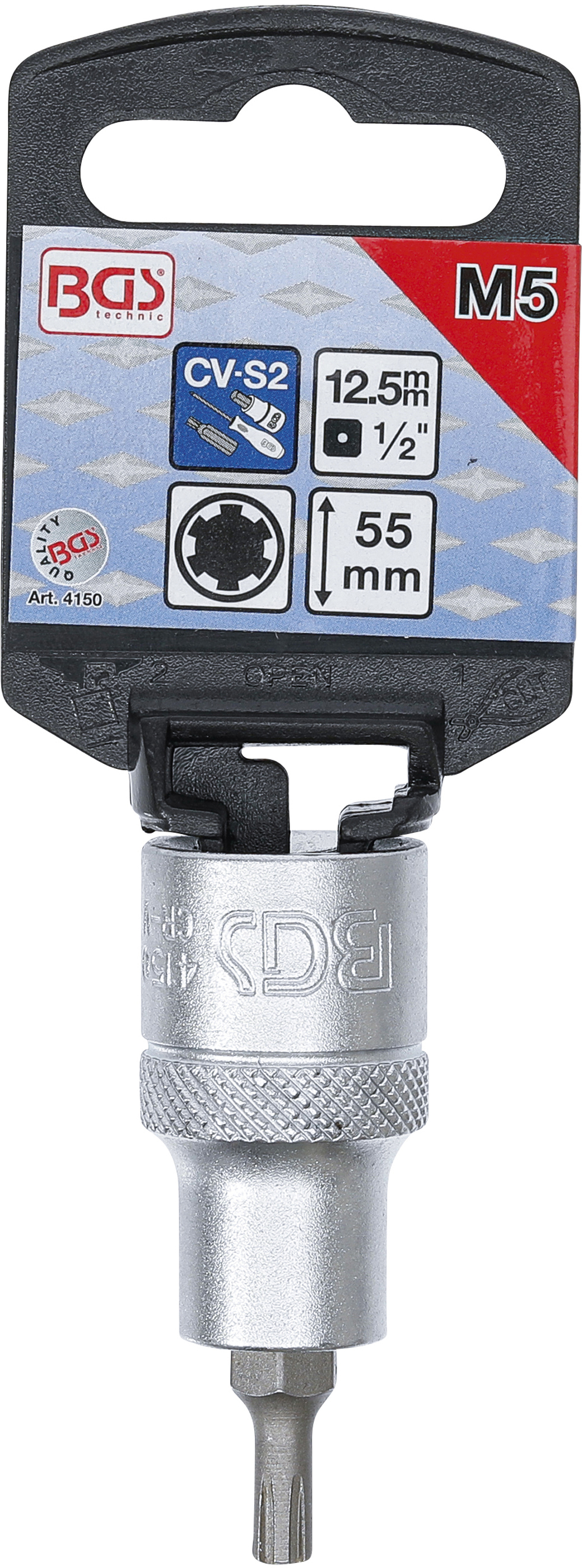 BGS Bit-Einsatz | Antrieb Innenvierkant 12,5 mm (1/2") | Keil-Profil (für RIBE) M5