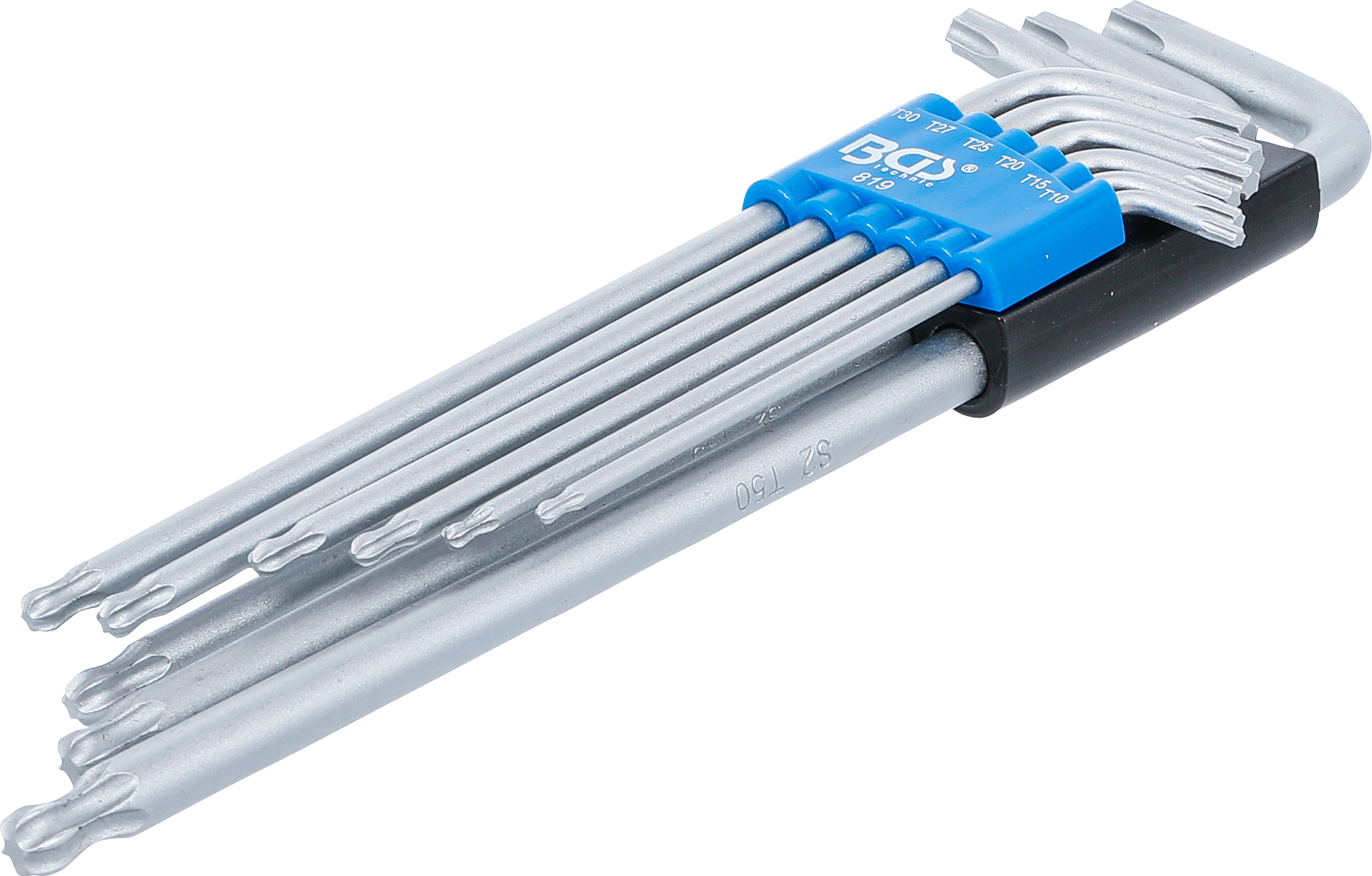 BGS Winkelschlüssel-Satz | extra lang | T-Profil (für Torx) mit Kugelkopf | T10 - T50 | 9-tlg.