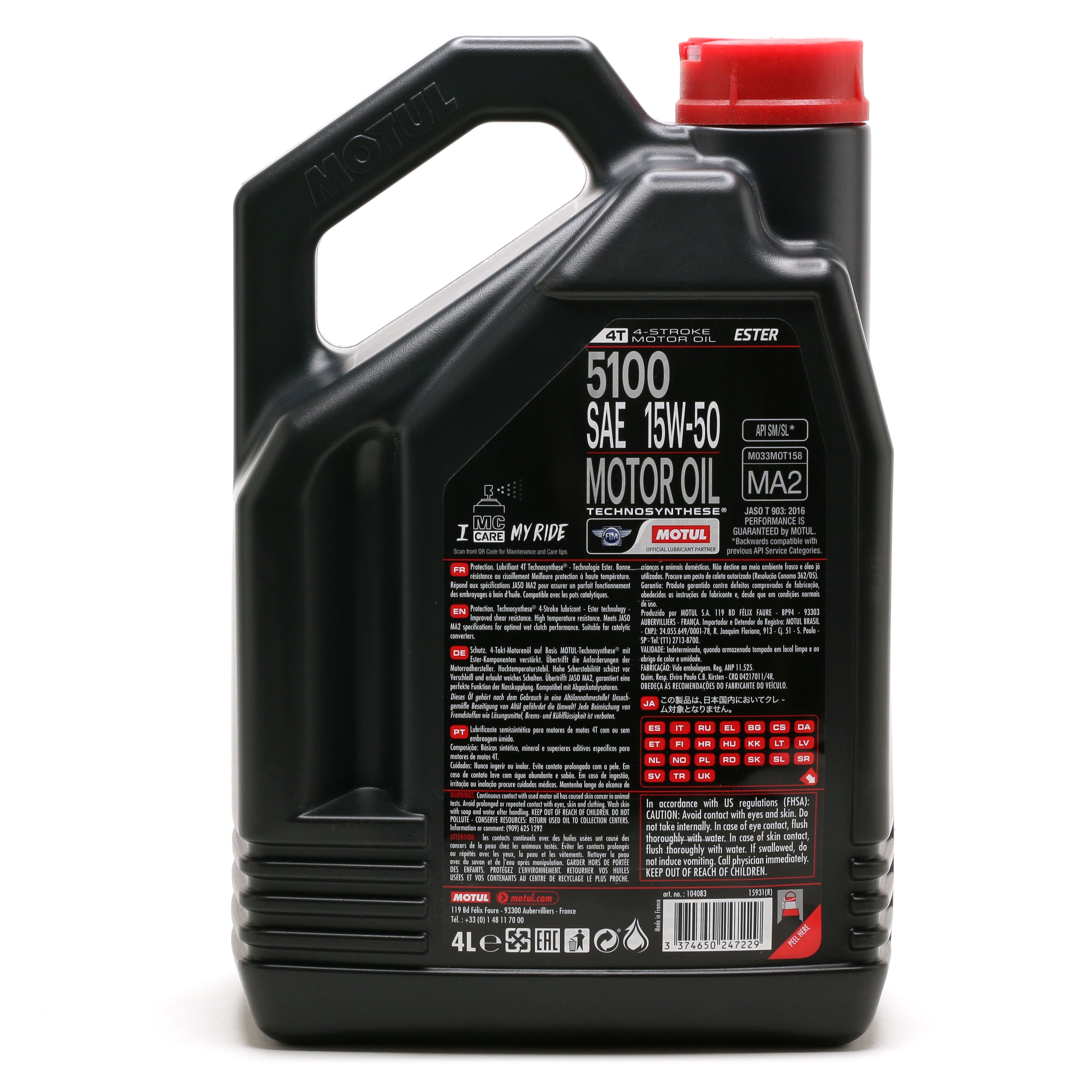 15W-50 Motul 5100 Motorrad Motoröl 4 Liter