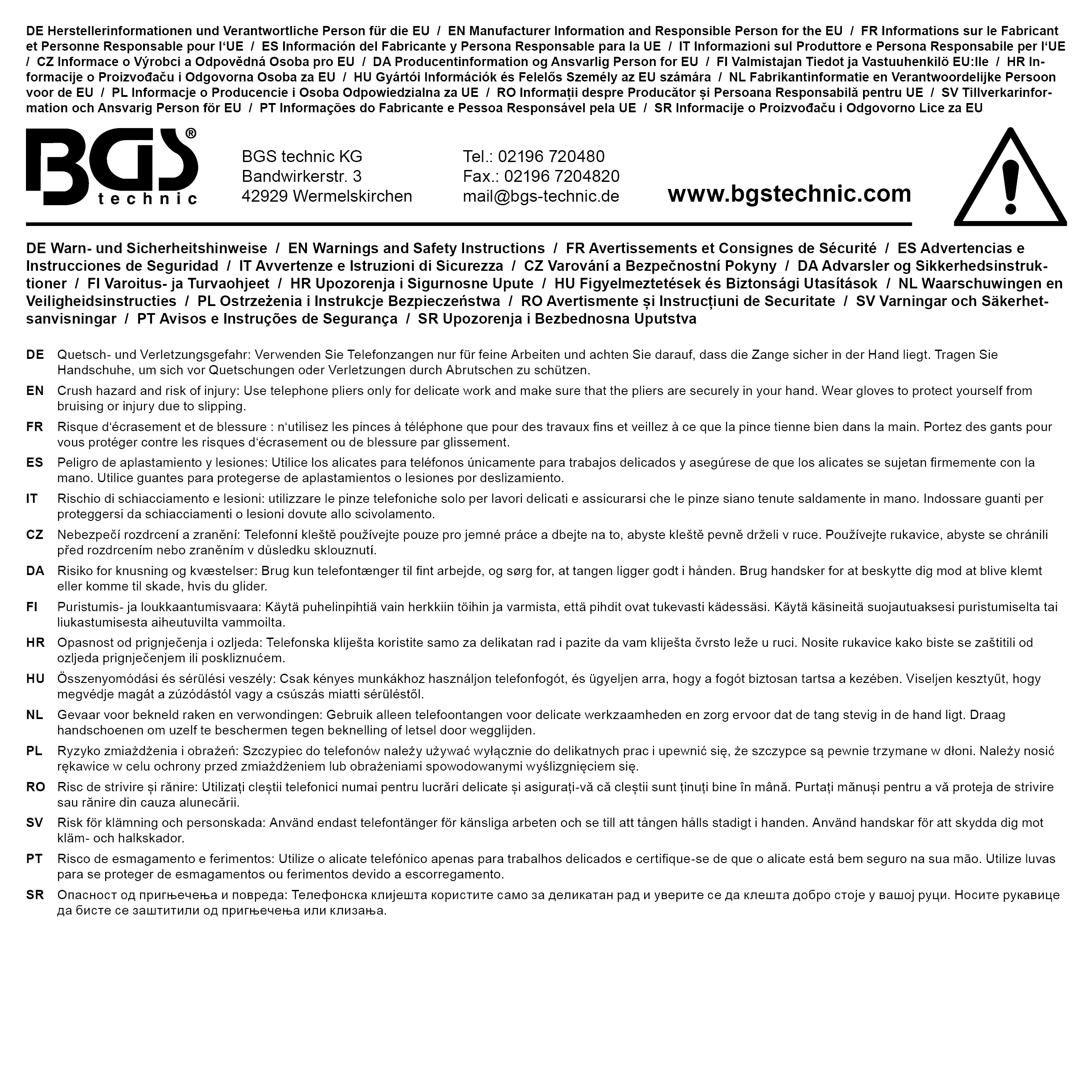 BGS VDE-Telefonzange | abgewinkelt | 200 mm