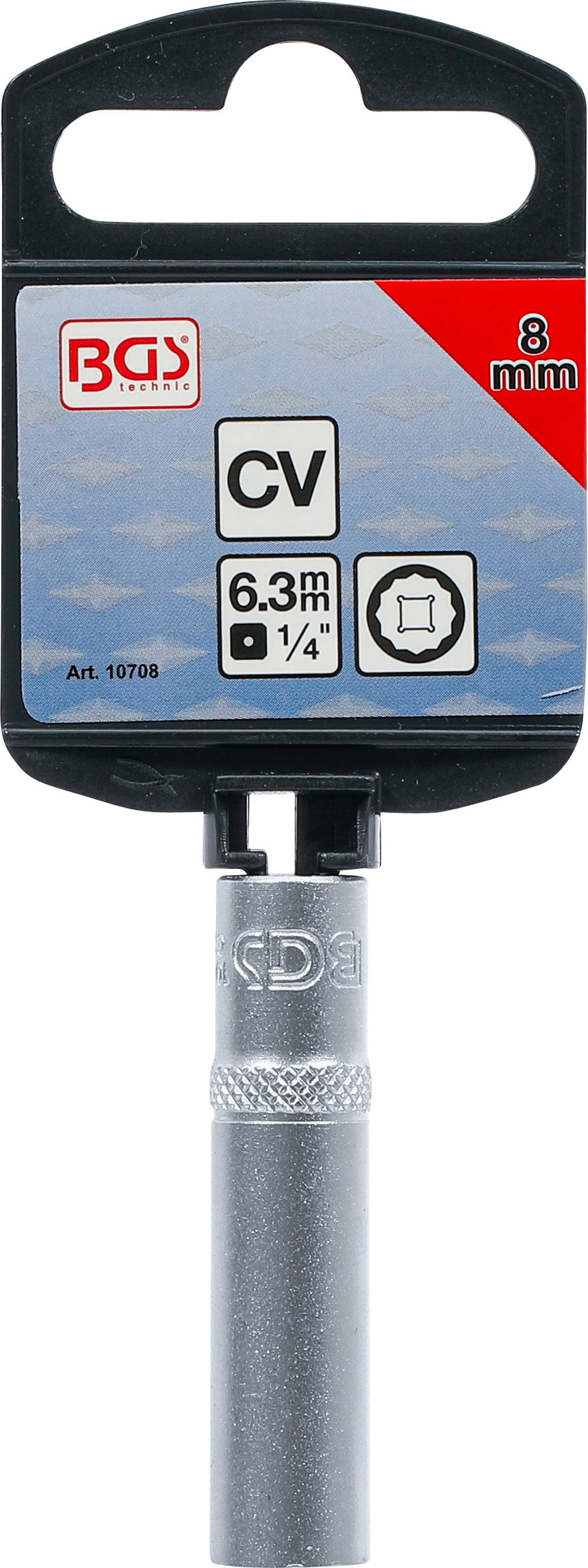 BGS Steckschlüssel-Einsatz Zwölfkant, tief | Antrieb Innenvierkant 6,3 mm (1/4") | SW 8 mm