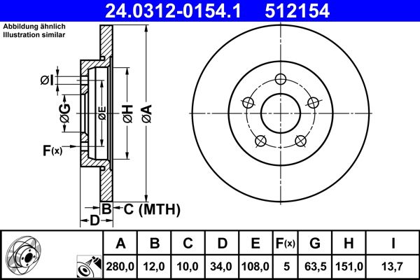 Bremsscheibe “ATE 280 mm, 12 mm, 10 mm”