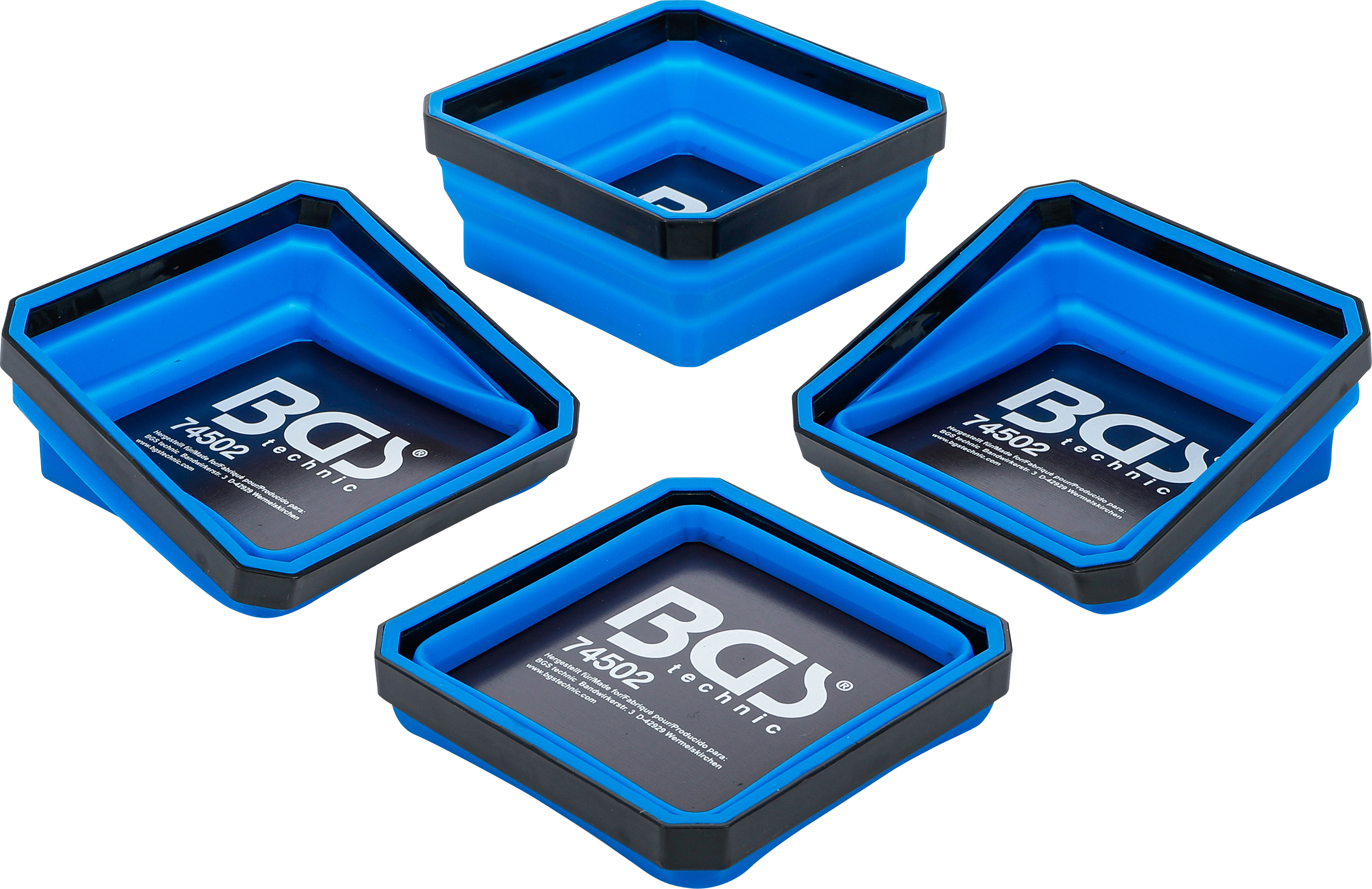 BGS Magnet-Haftschalen-Satz | Silikon | faltbar | 115 x 115 x 50 mm | 4-tlg.