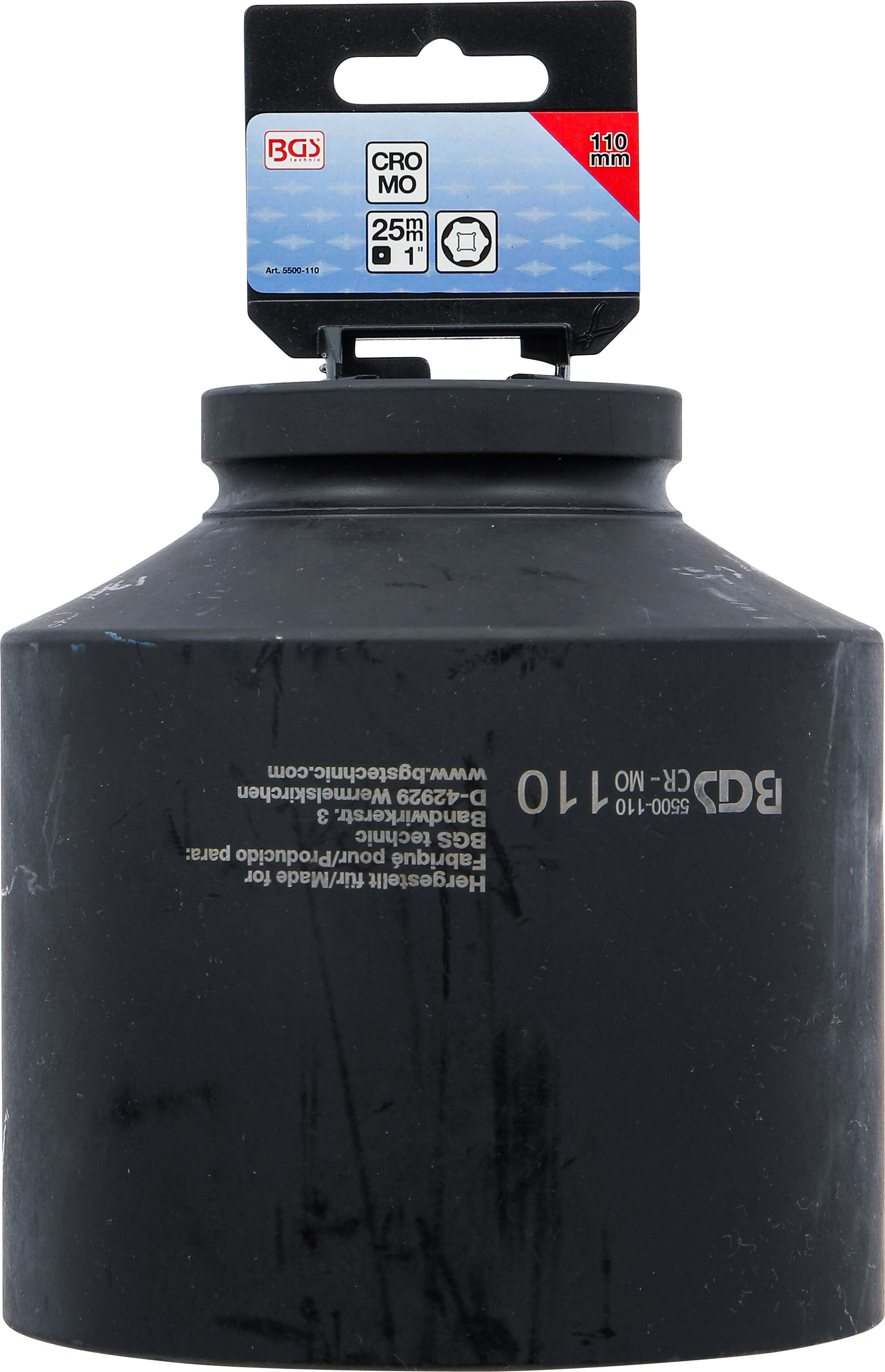 BGS Kraft-Steckschlüssel-Einsatz Sechskant, tief | Antrieb Innenvierkant 25 mm (1") | SW 110 mm