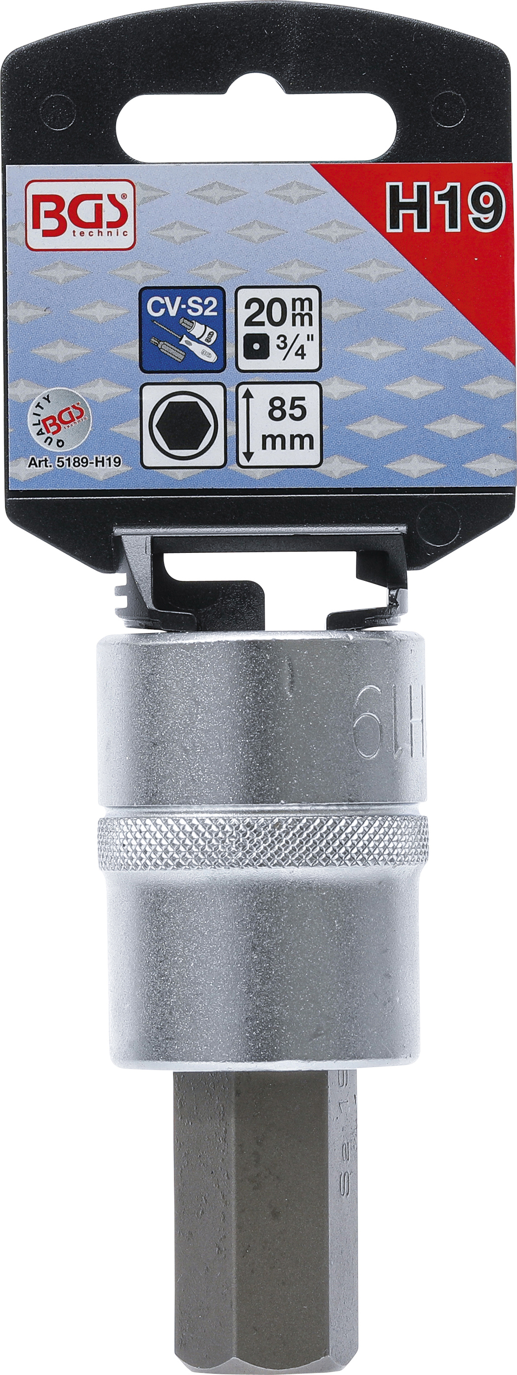 BGS Bit-Einsatz | Antrieb Innenvierkant 20 mm (3/4") | Innensechskant 19 mm