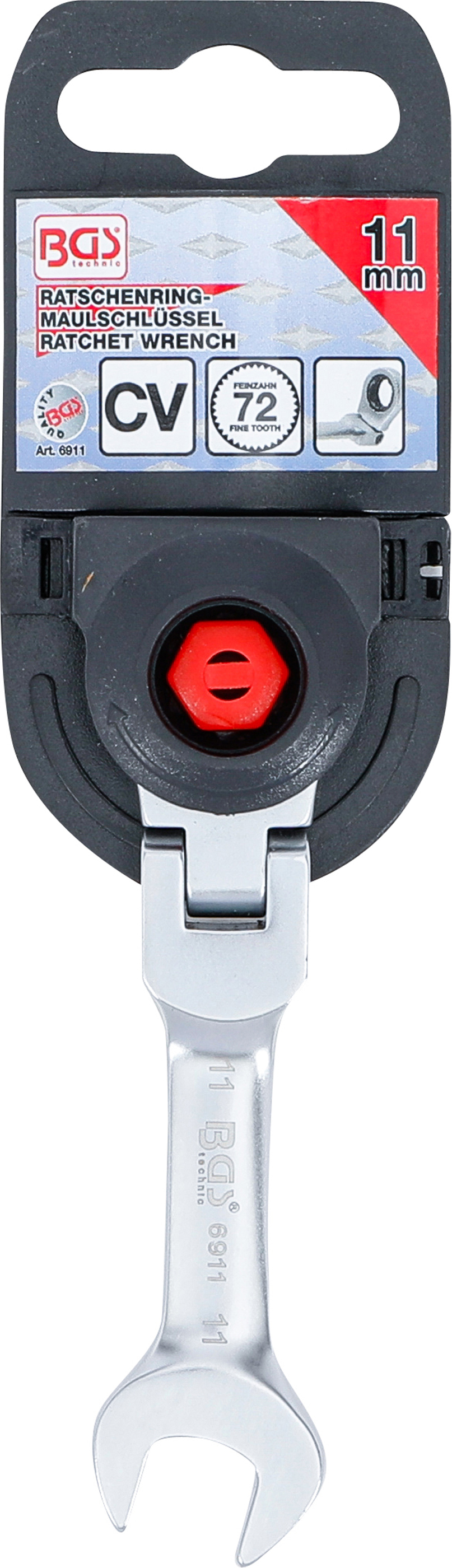BGS Ratschenring-Maulschlüssel | kurz | abwinkelbar | SW 11 mm