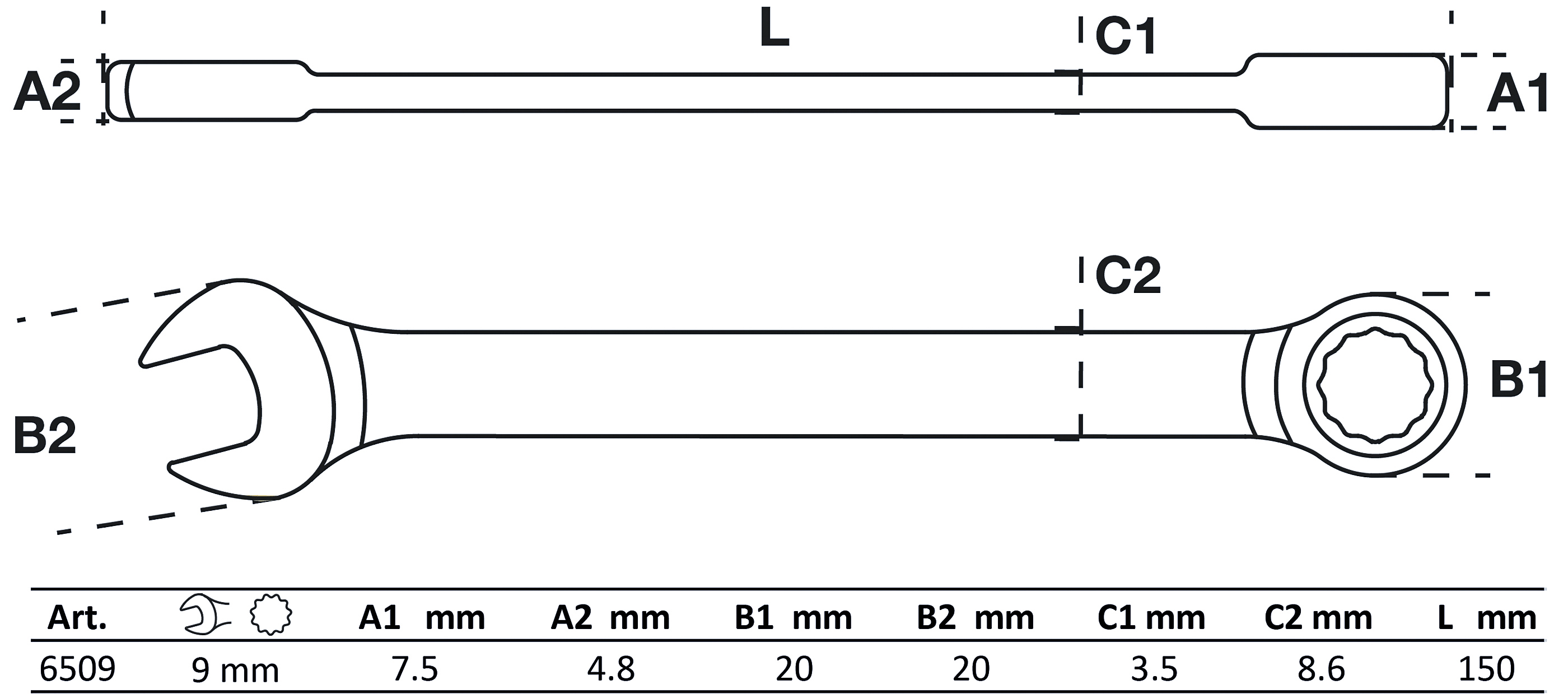 BGS Ratschenring-Maulschlüssel | SW 9 mm