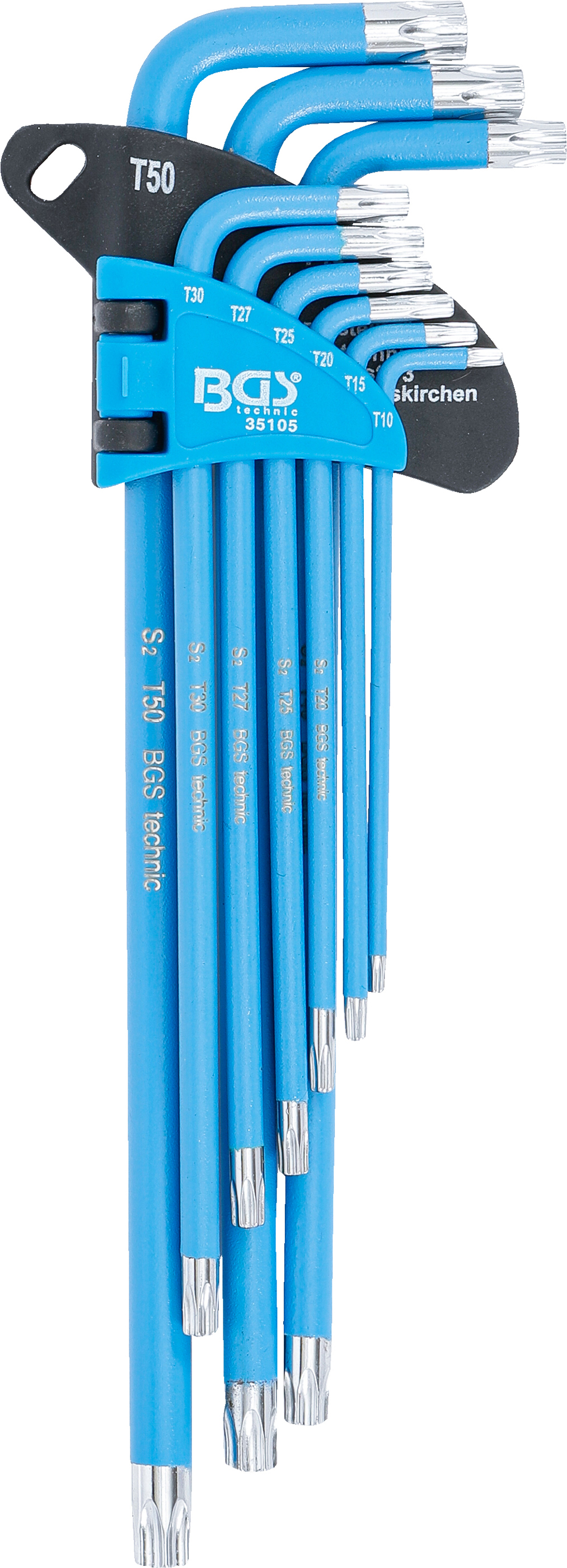 BGS Winkelschlüssel-Satz | T-Profil (für Torx) / T-Profil (für Torx) mit Bohrung T10 - T50 | 9-tlg.