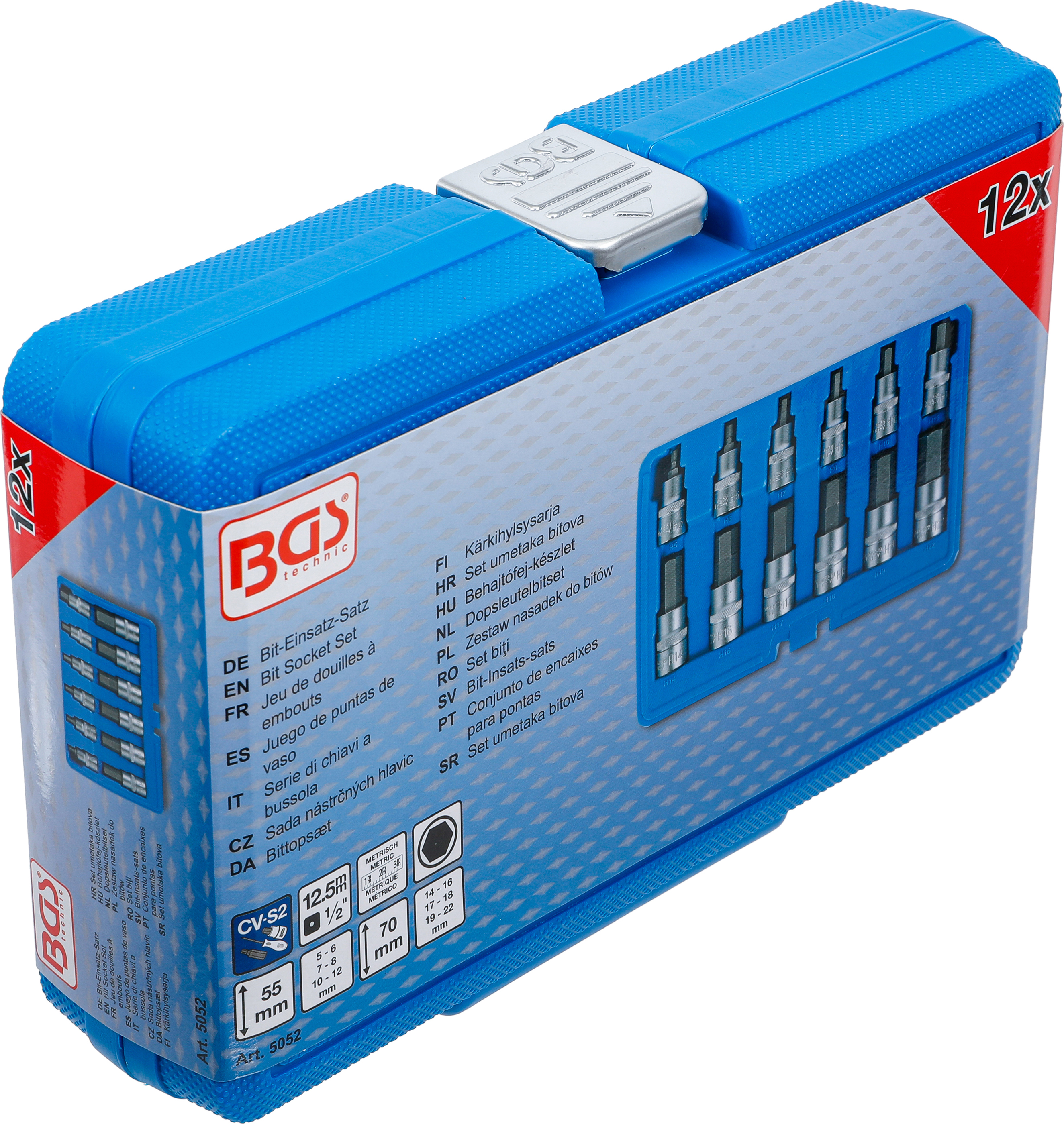 BGS Bit-Einsatz-Satz | Antrieb Innenvierkant 12,5 mm (1/2") | Innensechskant 5 - 22 mm | 12-tlg.