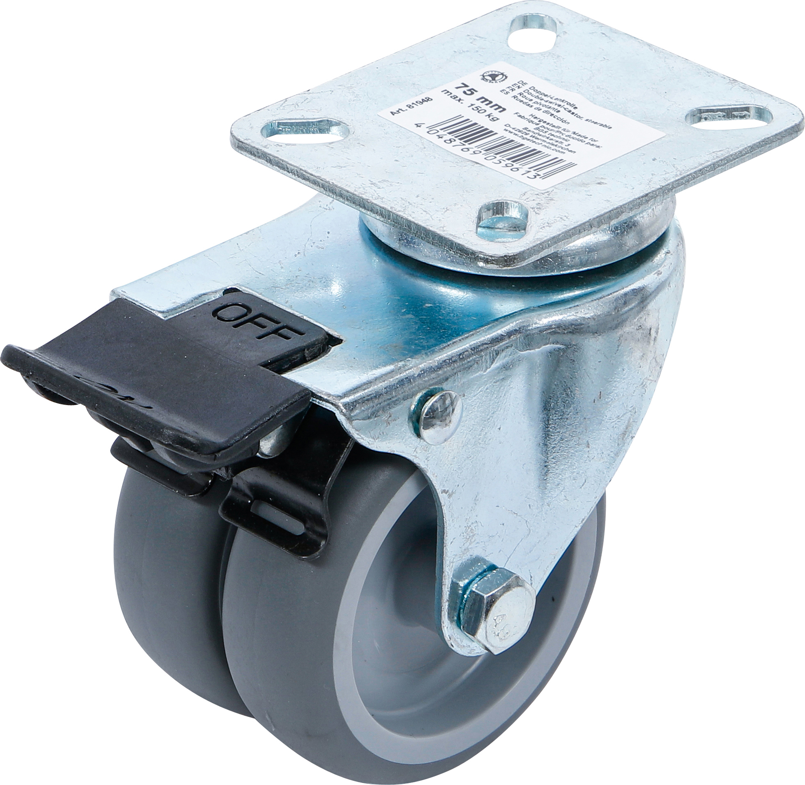 BGS Doppel-Lenkrolle | mit Bremse | Ø 75 mm