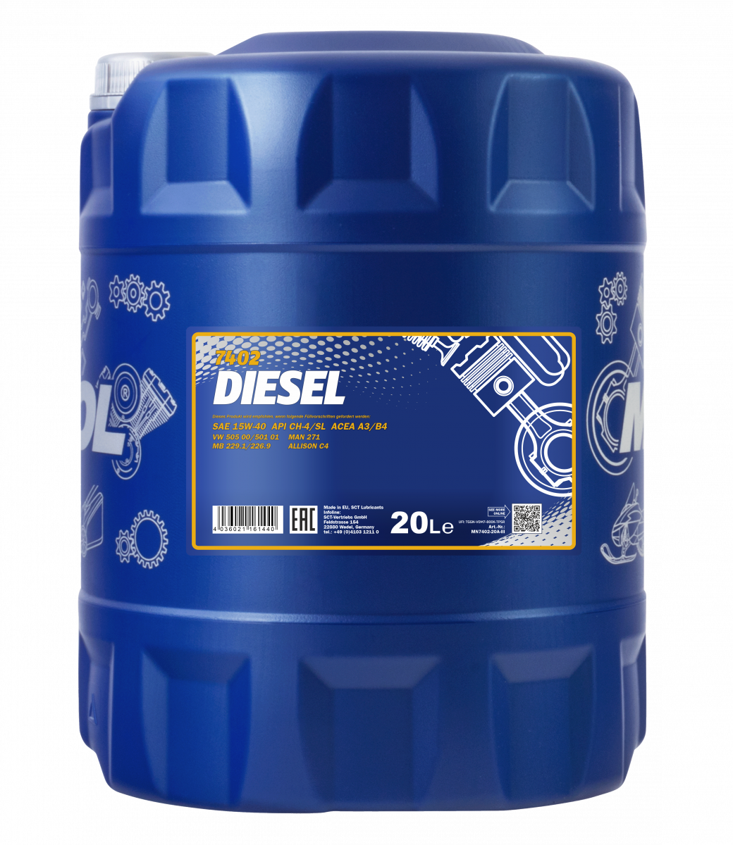 15W-40 Mannol 7402 Diesel Motoröl mineralisch 20 Liter