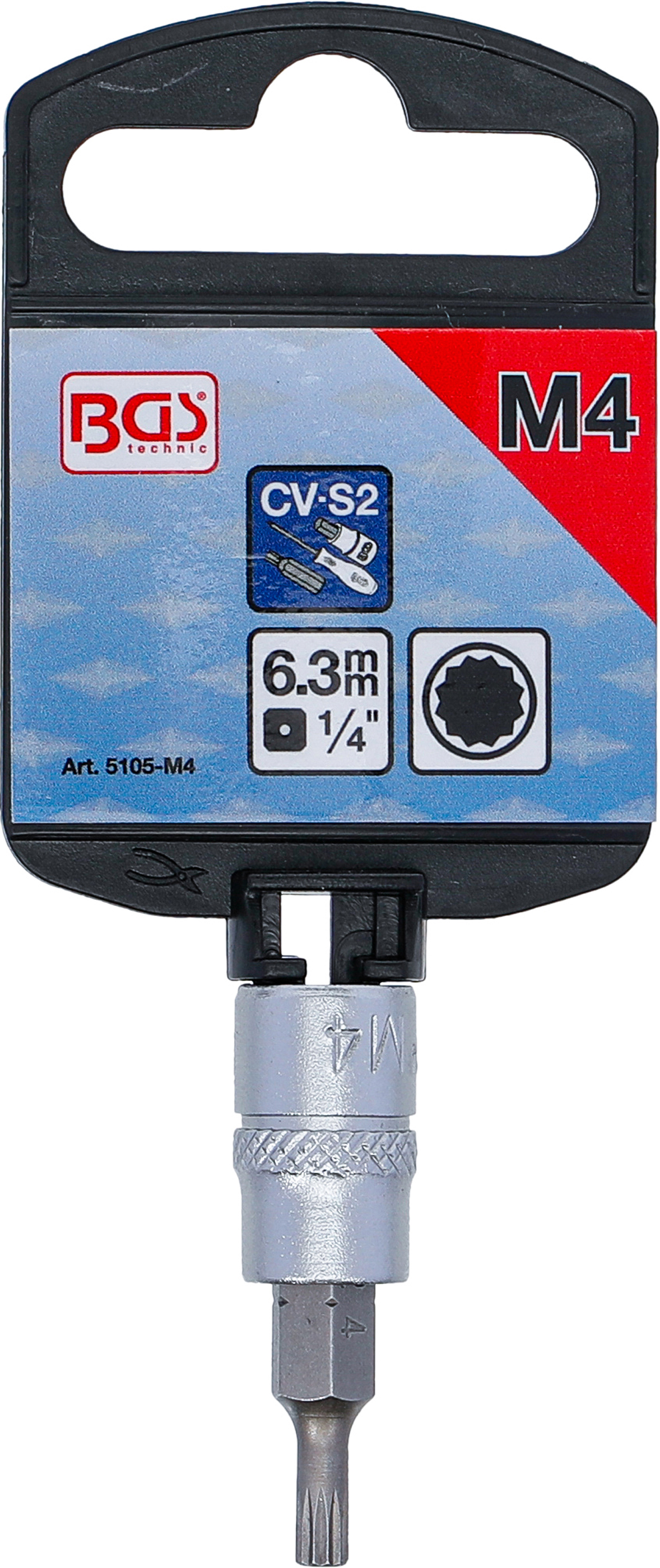 BGS Bit-Einsatz | Antrieb Innenvierkant 6,3 mm (1/4") | Innenvielzahn (für XZN) M4