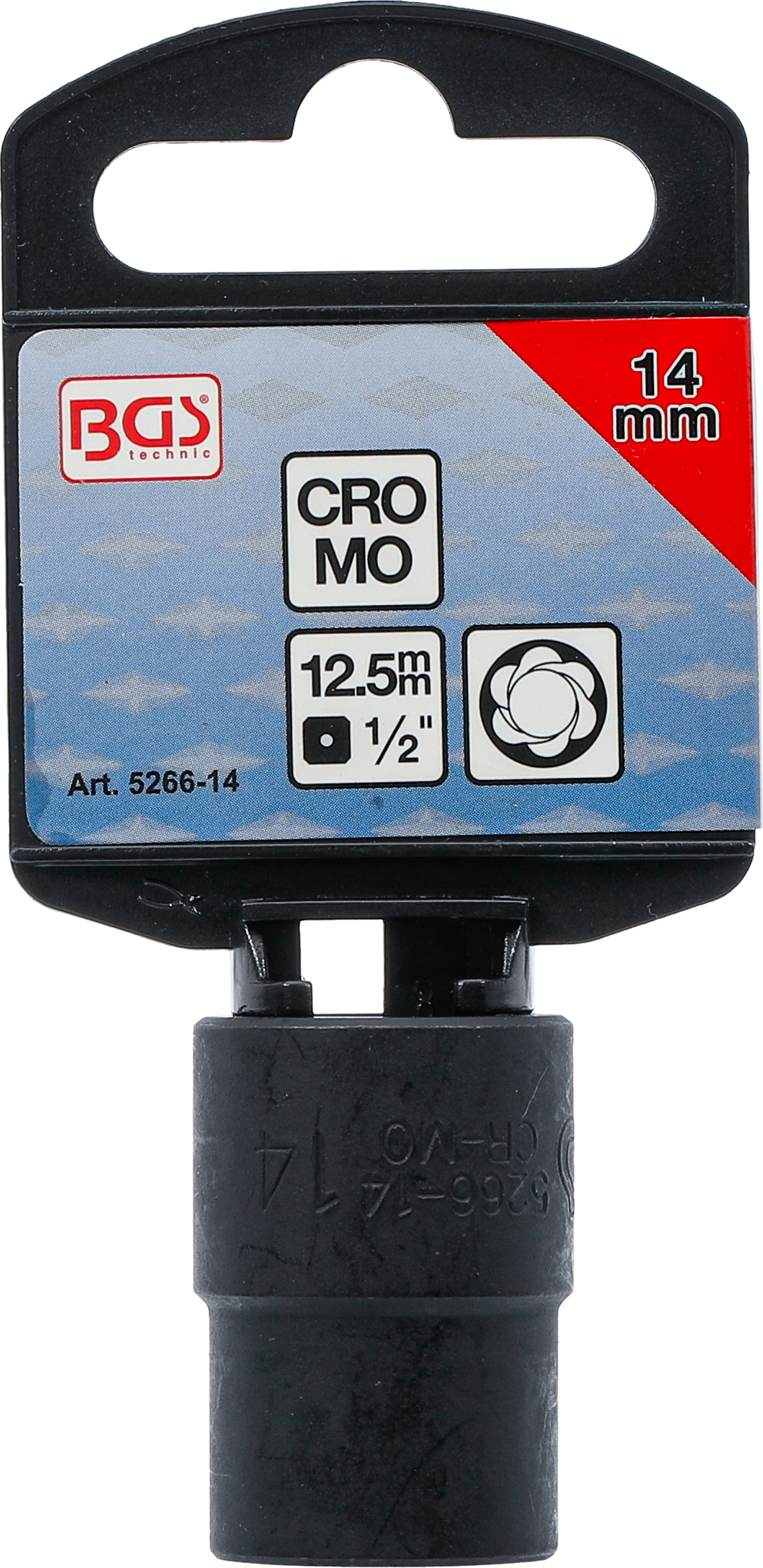 BGS Spiral-Profil-Steckschlüssel-Einsatz / Schraubenausdreher | Antrieb Innenvierkant 12,5 mm (1/2") | SW 14 mm