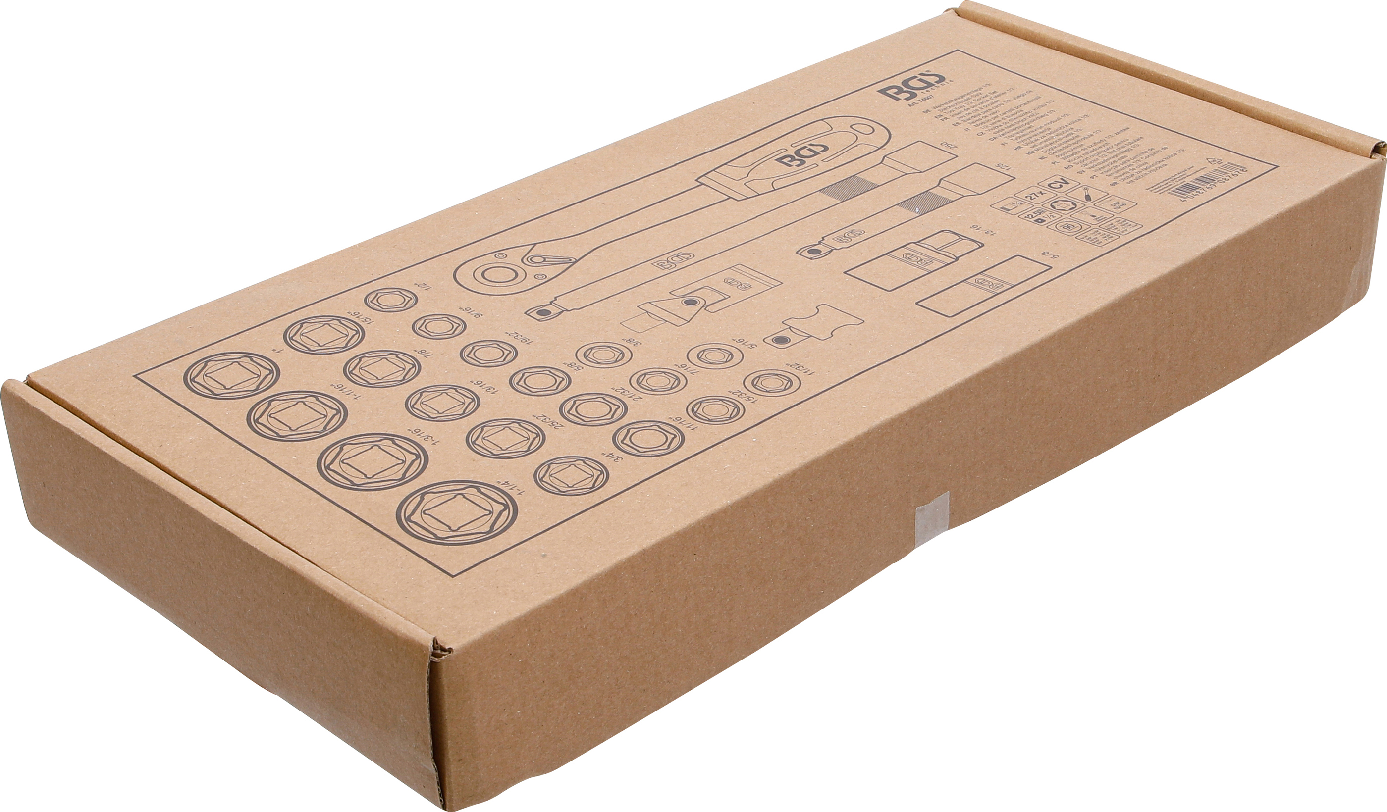 BGS Werkstattwageneinlage 1/3: Steckschlüssel-Satz | Zollgrößen | 12,5 mm (1/2") | 27-tlg.