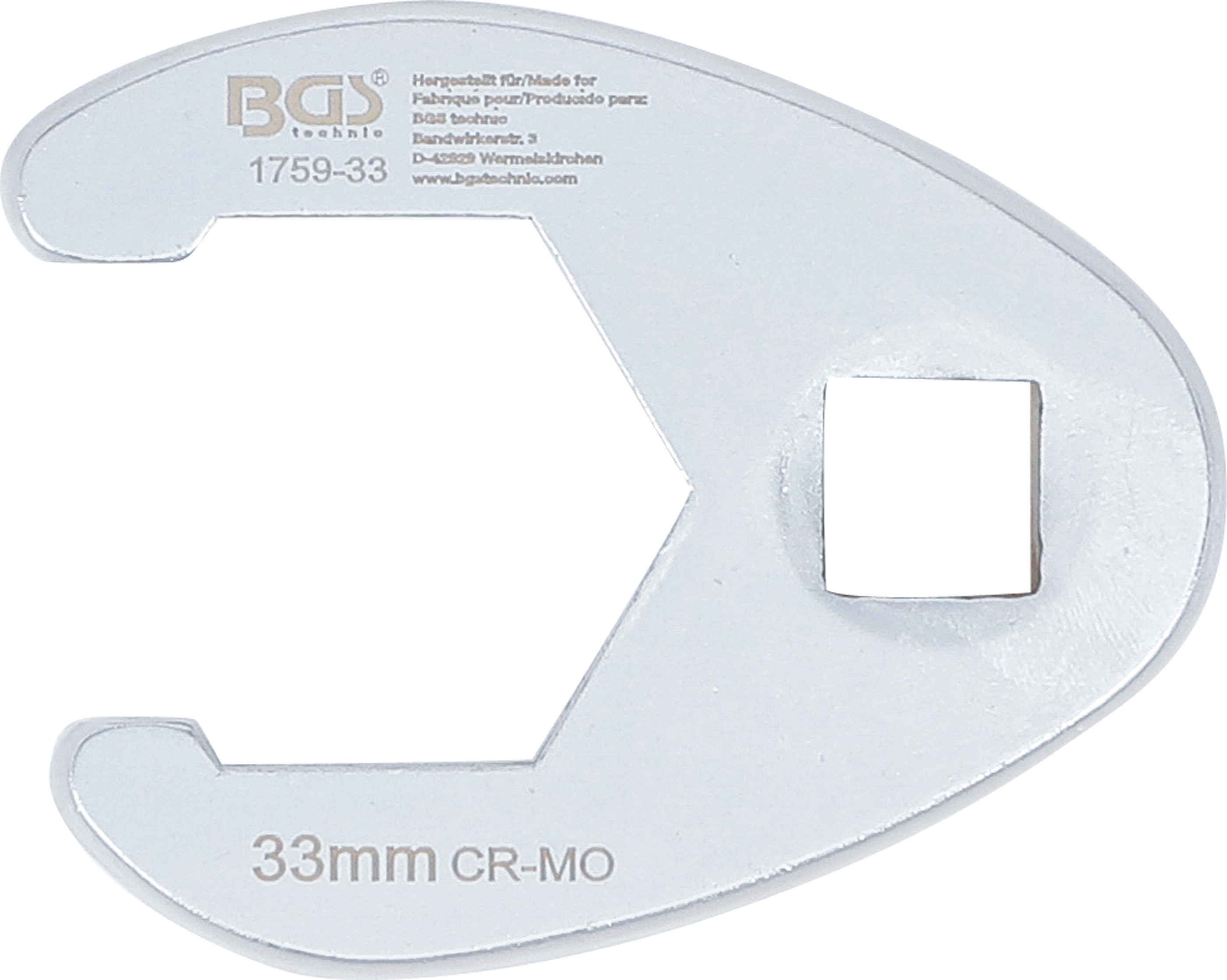BGS Hahnenfußschlüssel | Antrieb Innenvierkant 12,5 mm (1/2") | SW 33 mm
