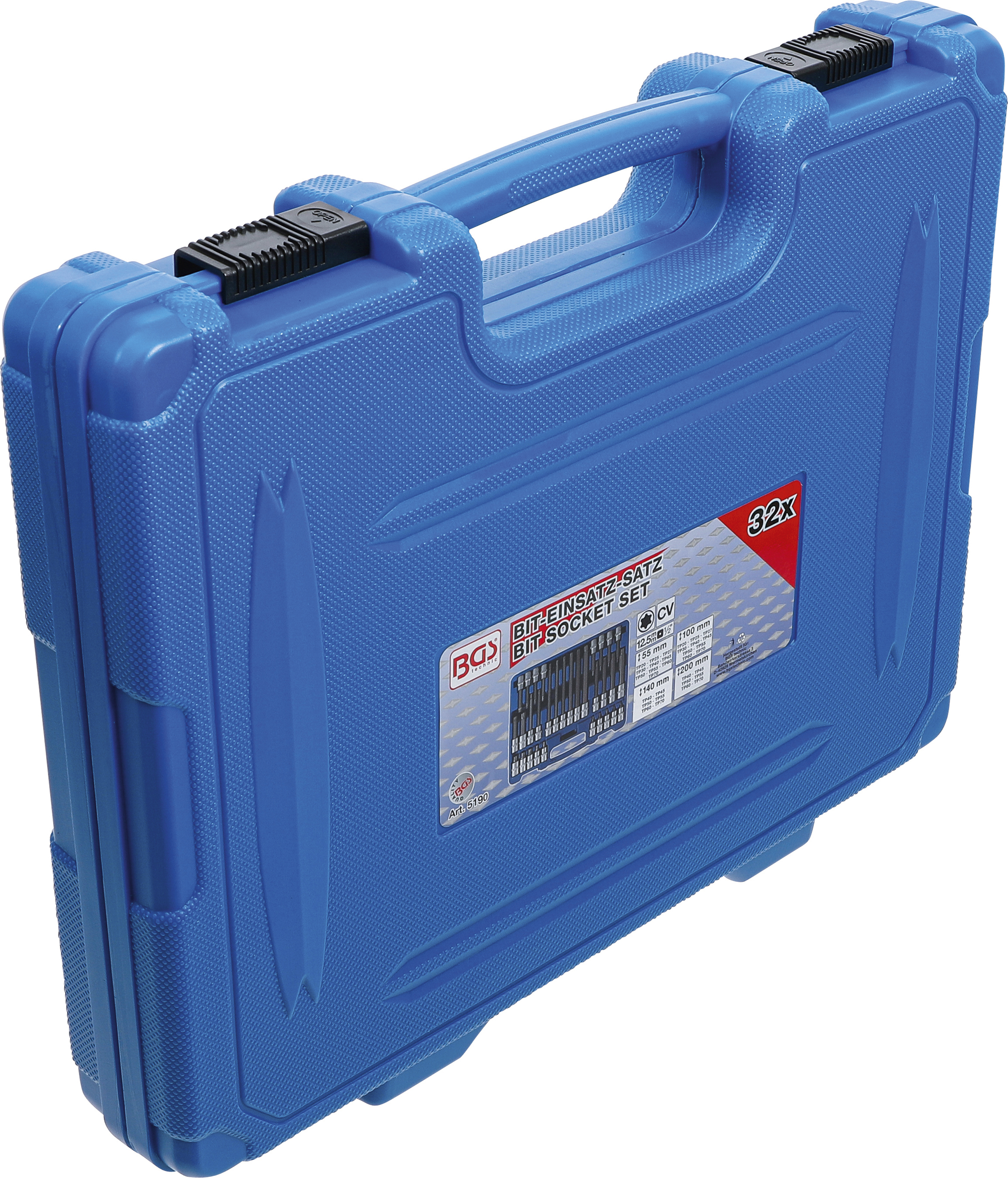 BGS Bit-Einsatz-Satz | Antrieb Innenvierkant 12,5 mm (1/2") | TP-Profil (für Torx Plus) TP20 - TP70 | 32-tlg.