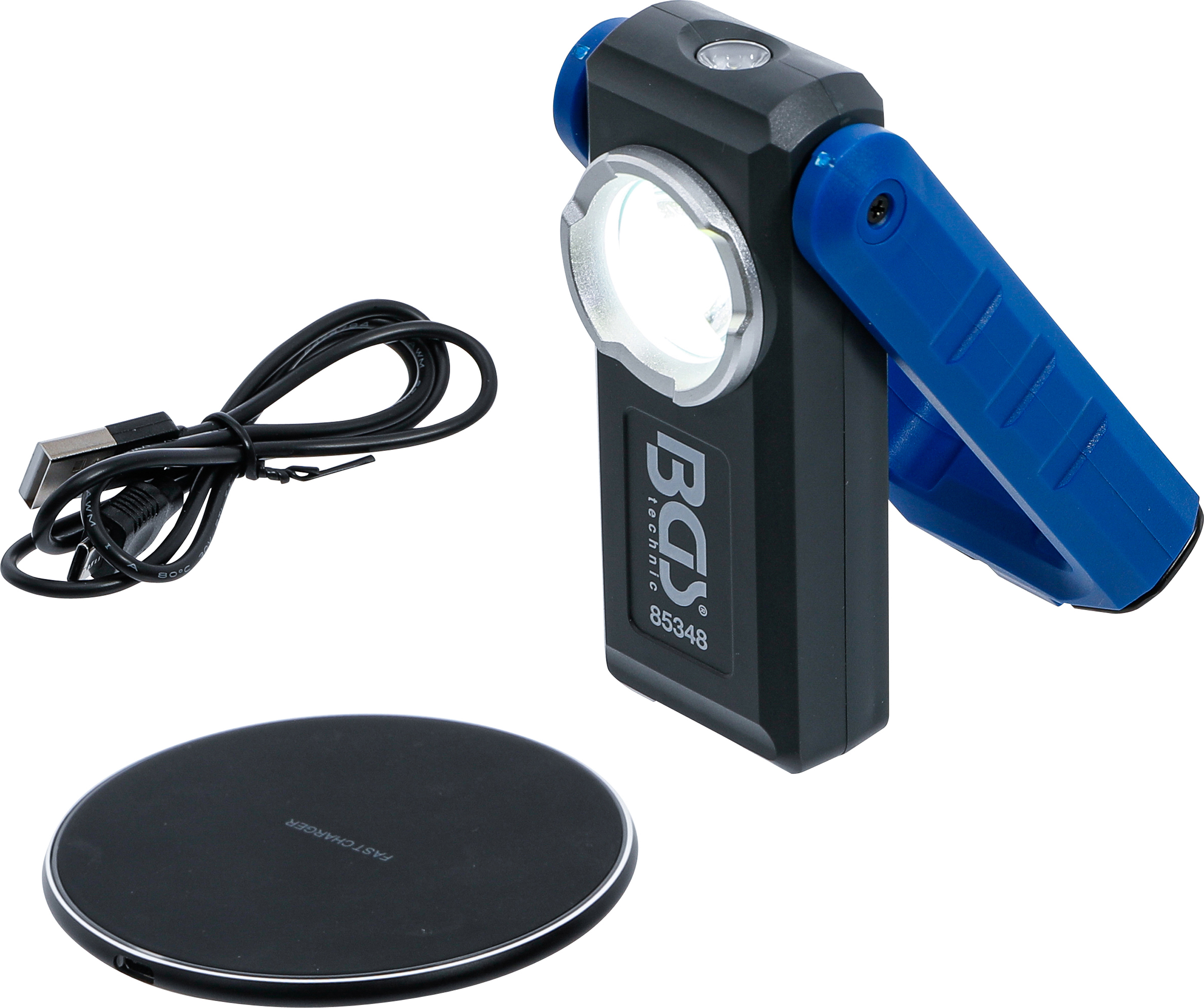 BGS COB-LED-Werkstattleuchte mit Magnet und Haken | klappbar | mit induktiver Ladefunktion