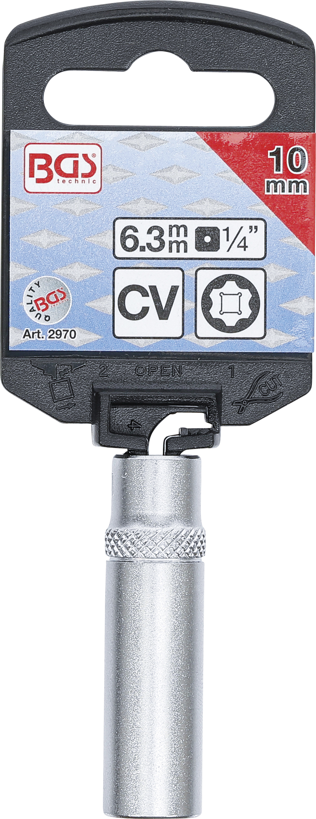 BGS Steckschlüssel-Einsatz Super Lock, tief | Antrieb Innenvierkant 6,3 mm (1/4") | SW 10 mm