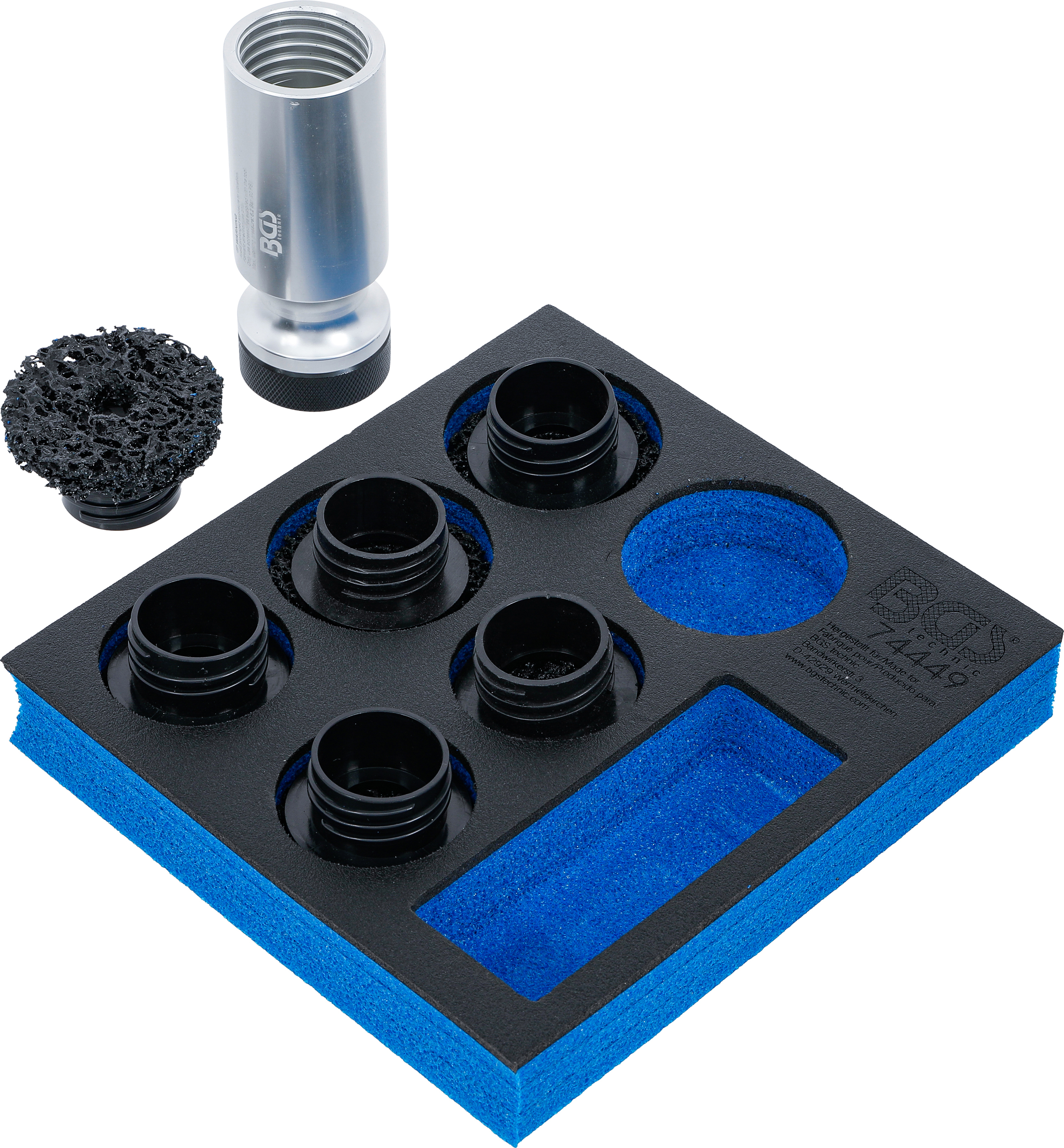 BGS Werkstattwageneinlage 1/6: Radnabenschleifer-Satz | für Stehbolzen und Radmutternbolzen | 7-tlg.