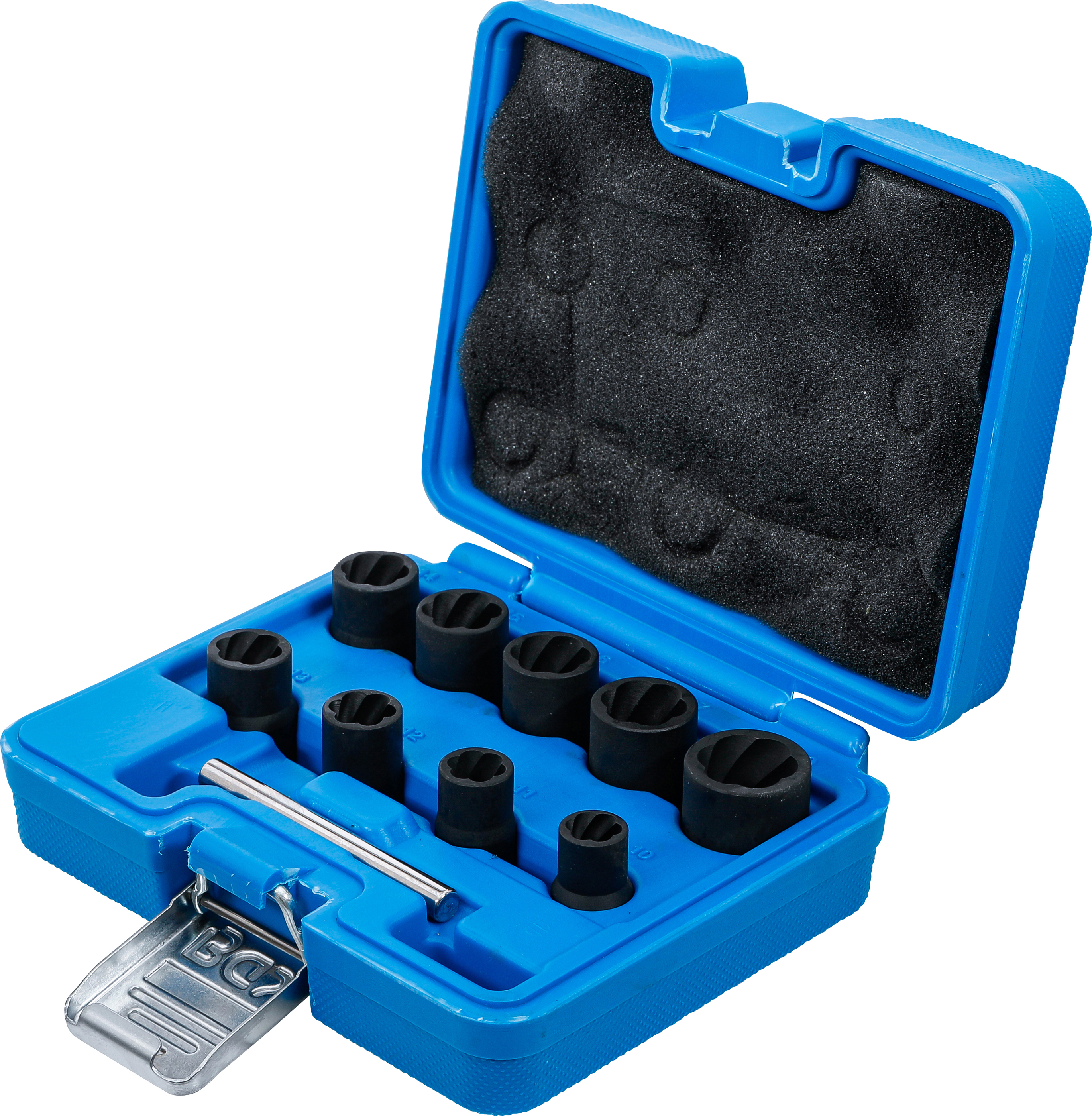 BGS Spiral-Profil-Steckschlüssel-Satz / Schraubenausdreher | Antrieb Innenvierkant 10 mm (3/8") | SW 10 - 19 mm | 10-tlg.