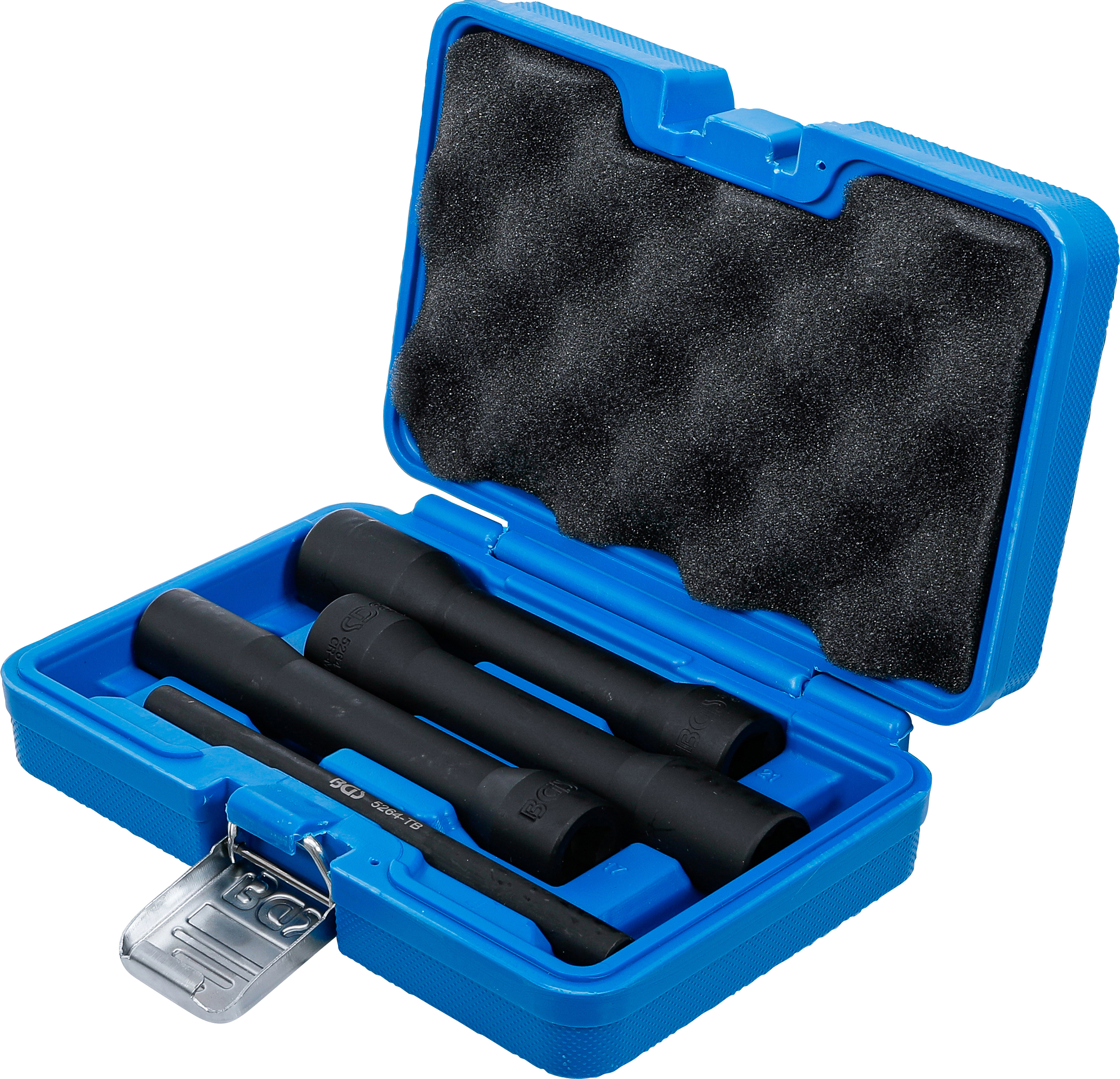 BGS Spiral-Profil-Steckschlüssel-Satz / Schraubenausdreher, tief | Antrieb Innenvierkant 12,5 mm (1/2") | SW 17 - 21 mm | 4-tlg.